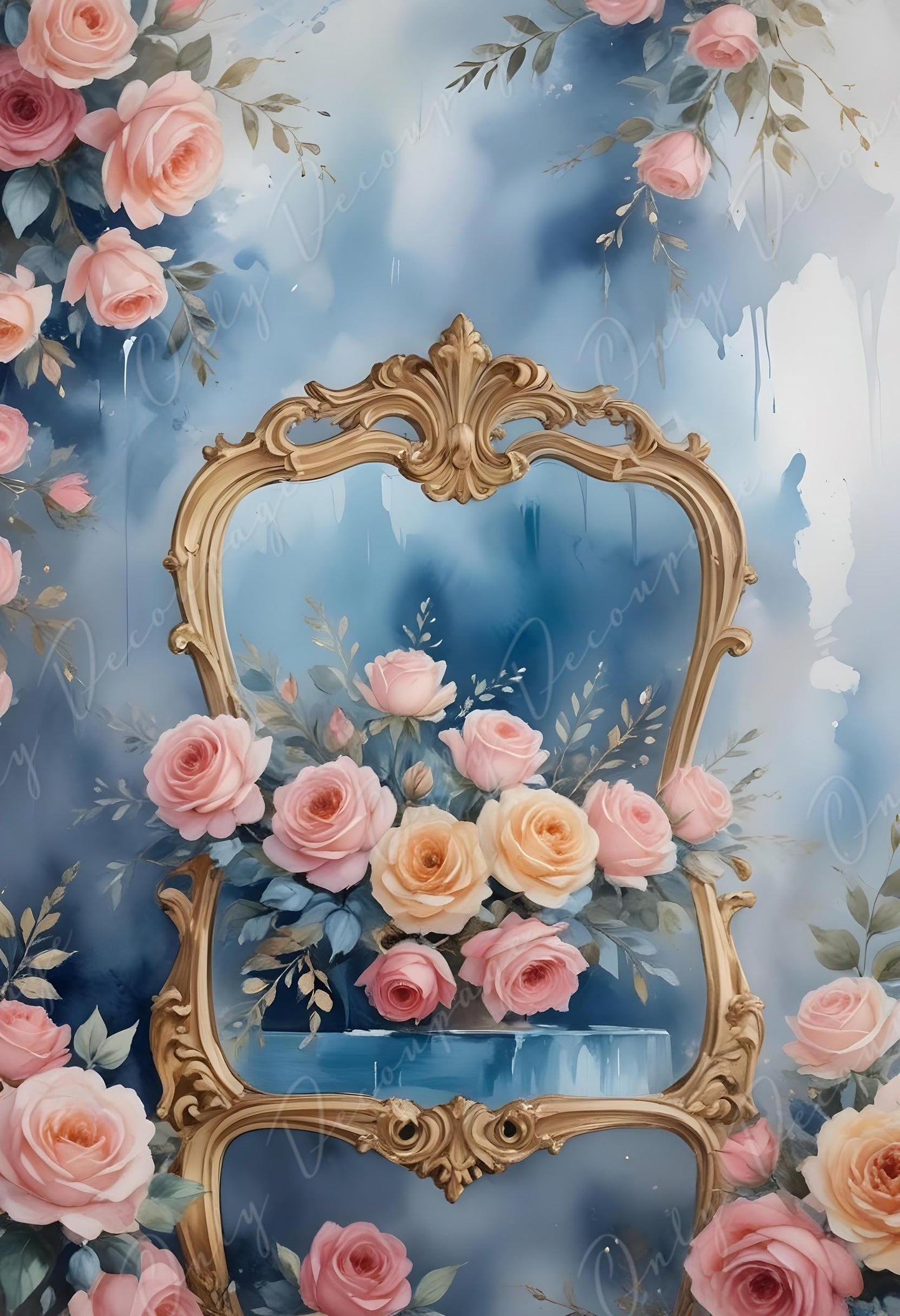 Fairytale - Large Decoupage Paper - 6 Size Options - Pink Floral Rice Paper