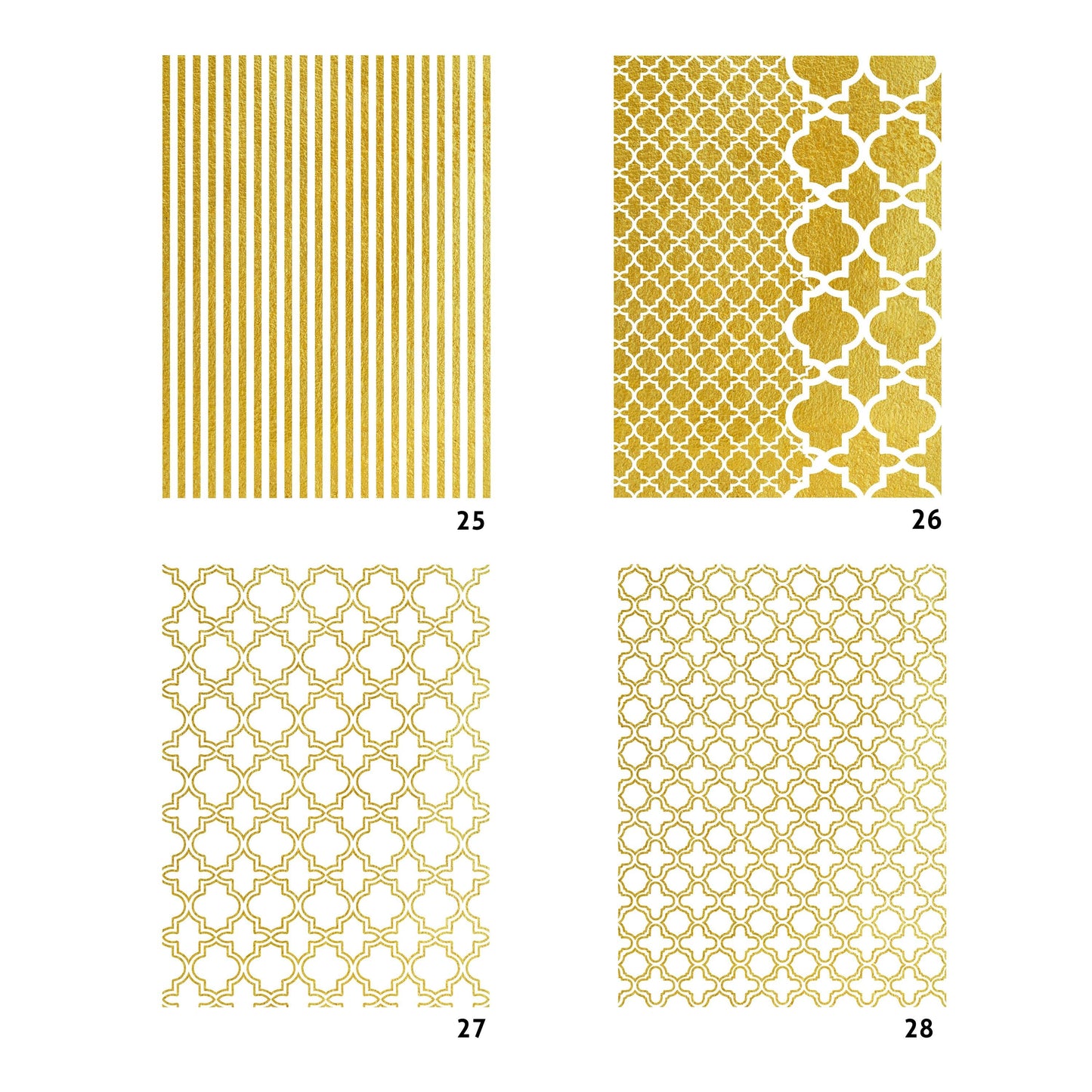 NEW! Gold Metal Leaf Decoupage Paper - A3 Size - Rice Paper with Gold Foil - Stripe Pattern