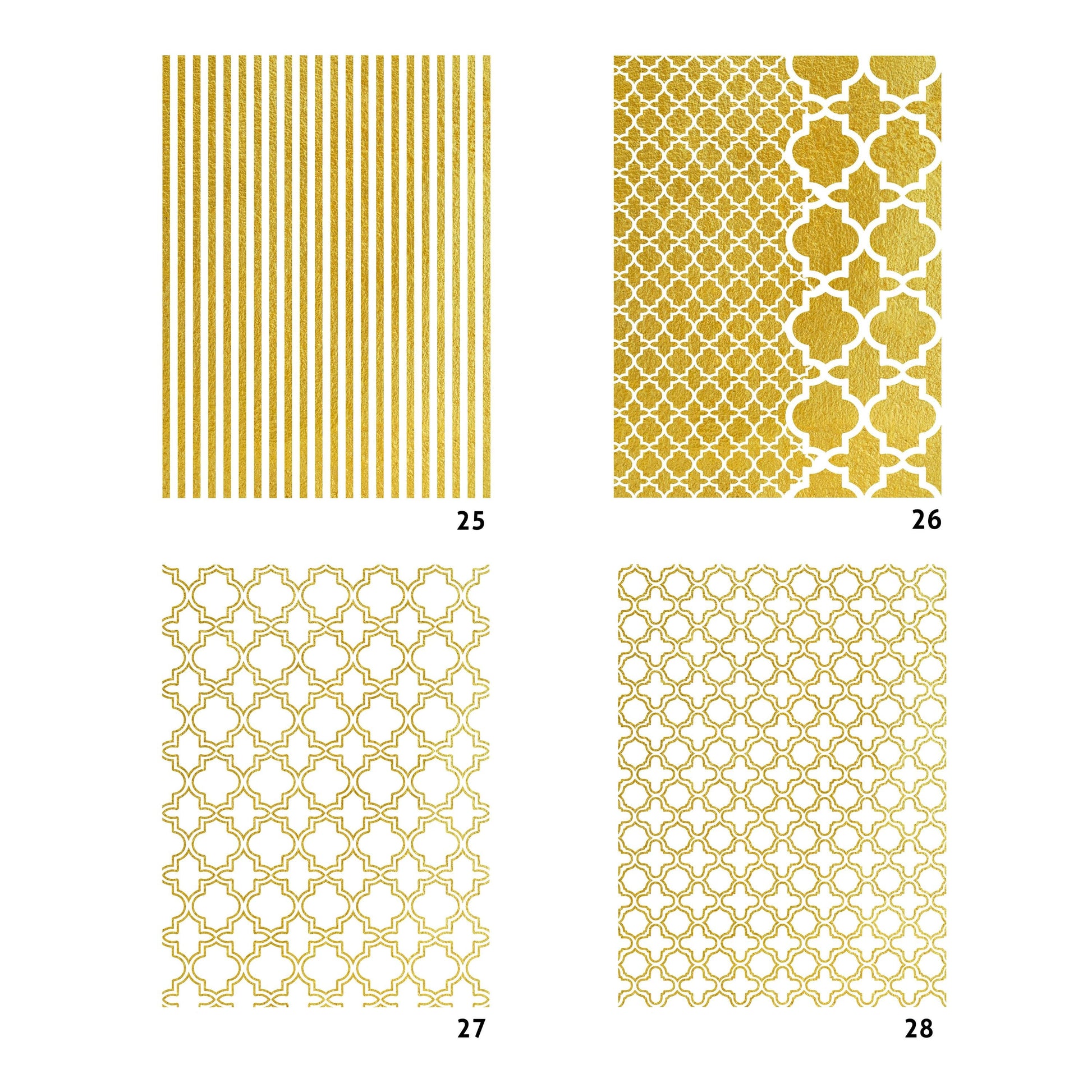 NEW! Gold Metal Leaf Decoupage Paper - A3 Size - Rice Paper with Gold Foil - Stripe Pattern