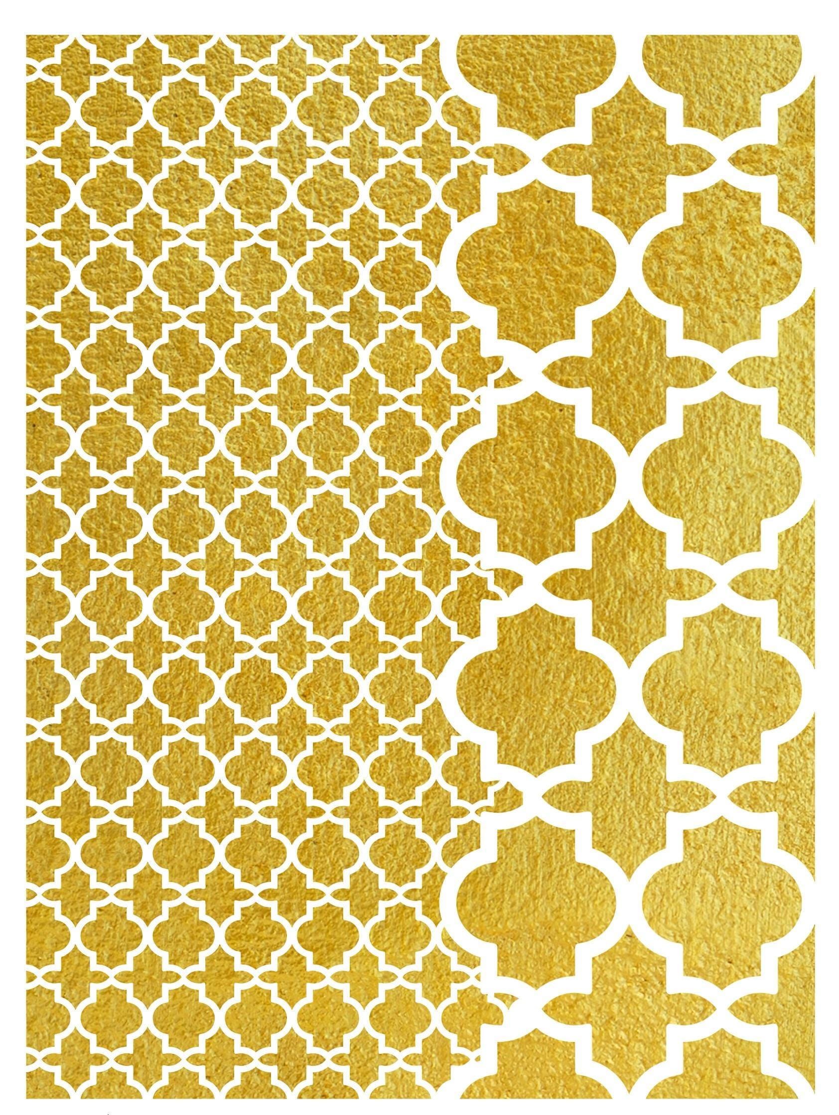 NEW! Gold Metal Leaf Decoupage Paper - A3 Size - Rice Paper with Gold Foil - Stripe Pattern