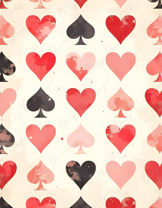 6 Size Options - Large Decoupage Paper for Furniture - Alice Theme - Playing Cards Background