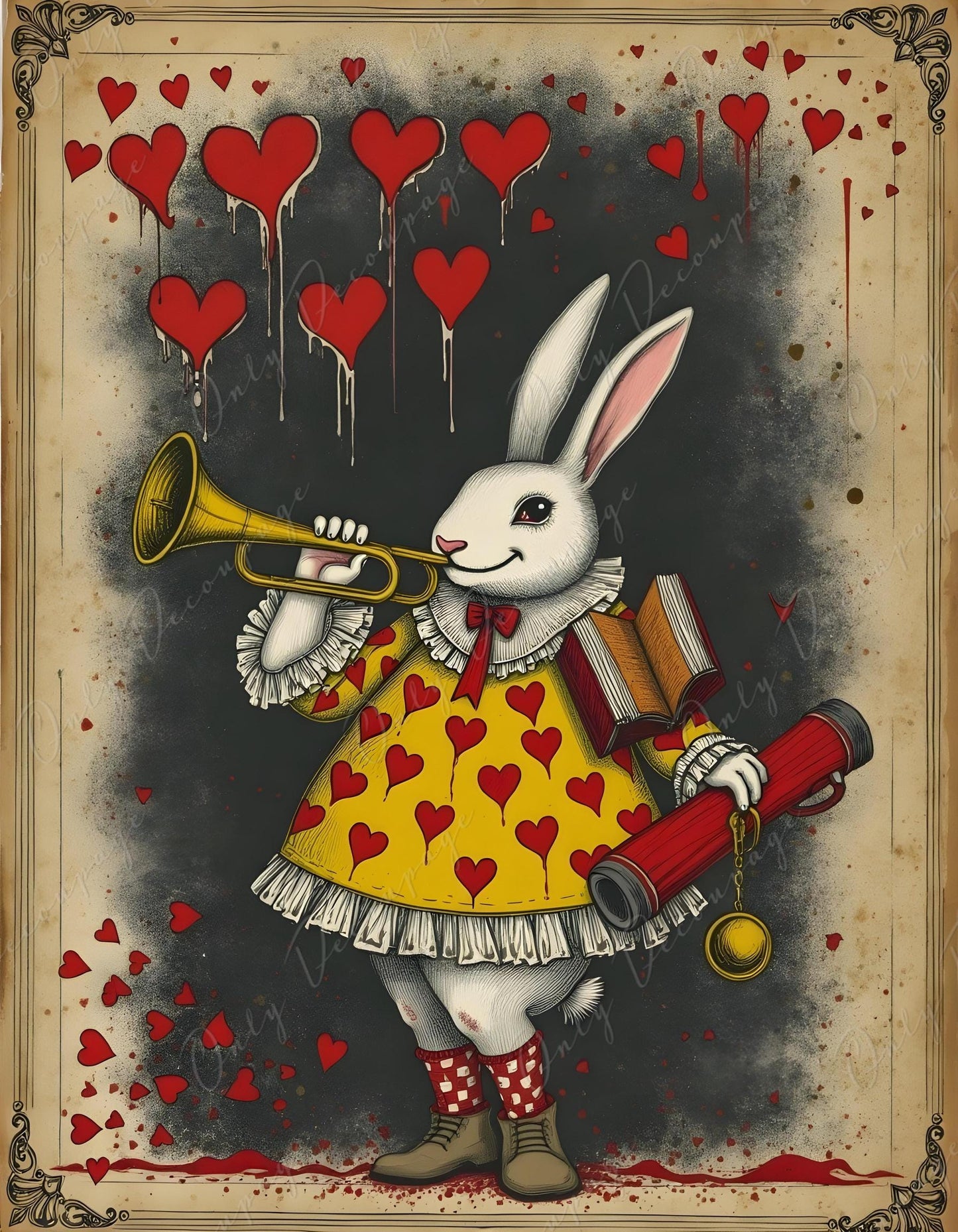 Fairytale Alice - Large Decoupage Paper for Furniture - 6 Size Options - Rabbit's Trompet Time