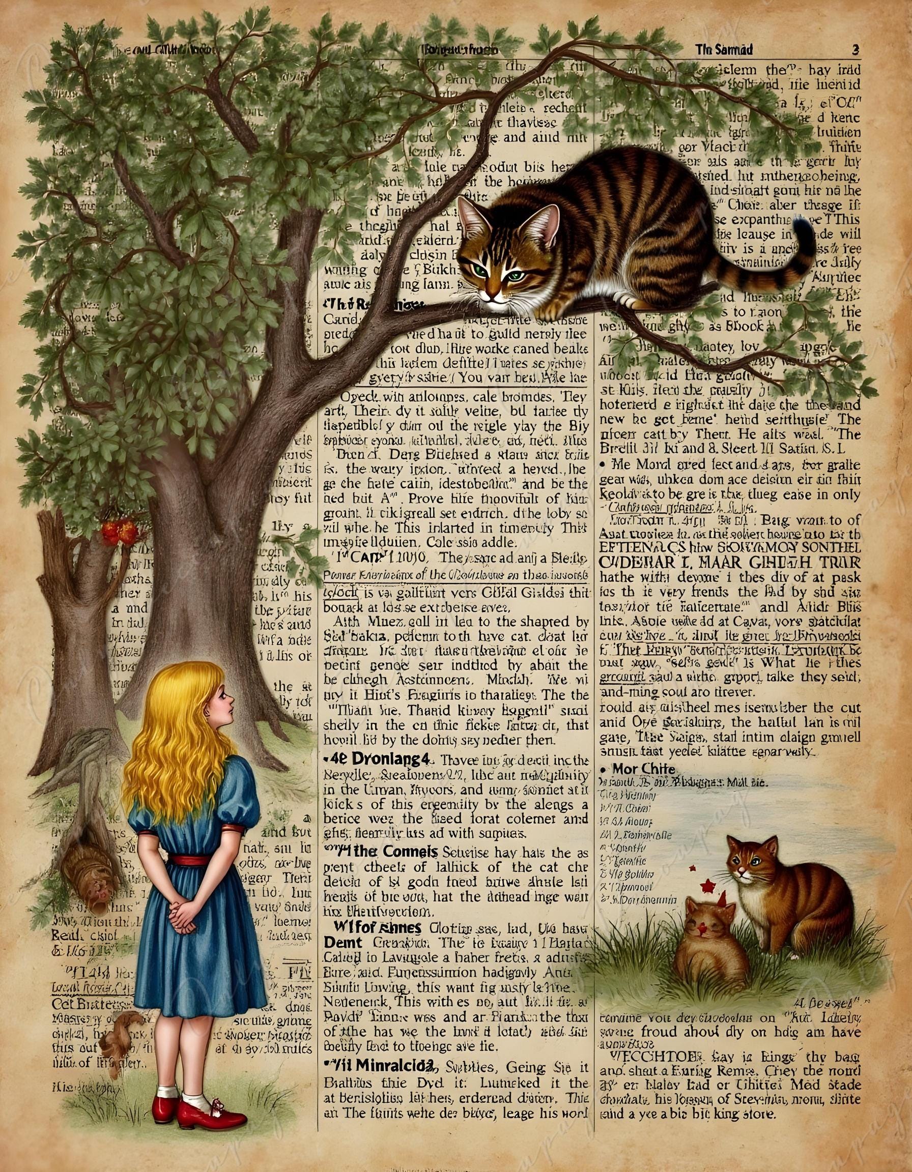 Fairytale Alice - Large Decoupage Paper for Furniture - 6 Size Options - Cats