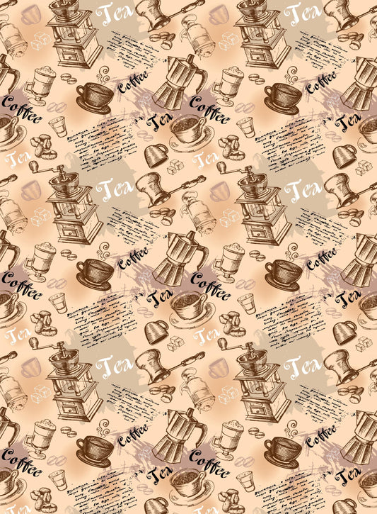 Tea & Coffee Decoupage Paper - Decoupage Art - Large Size Rice Paper for Decoupage - A3 A2 A1 A0