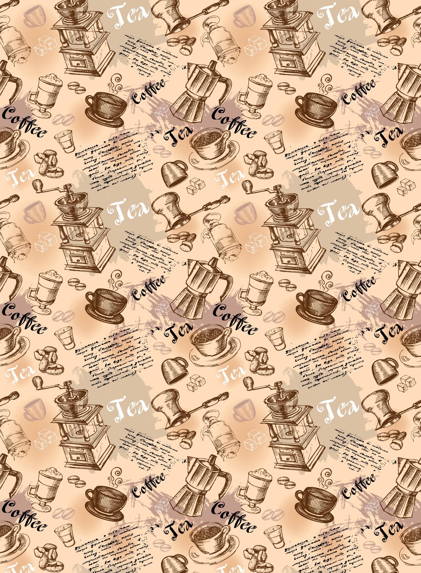 Tea & Coffee Decoupage Paper - Decoupage Art - Large Size Rice Paper for Decoupage - A3 A2 A1 A0