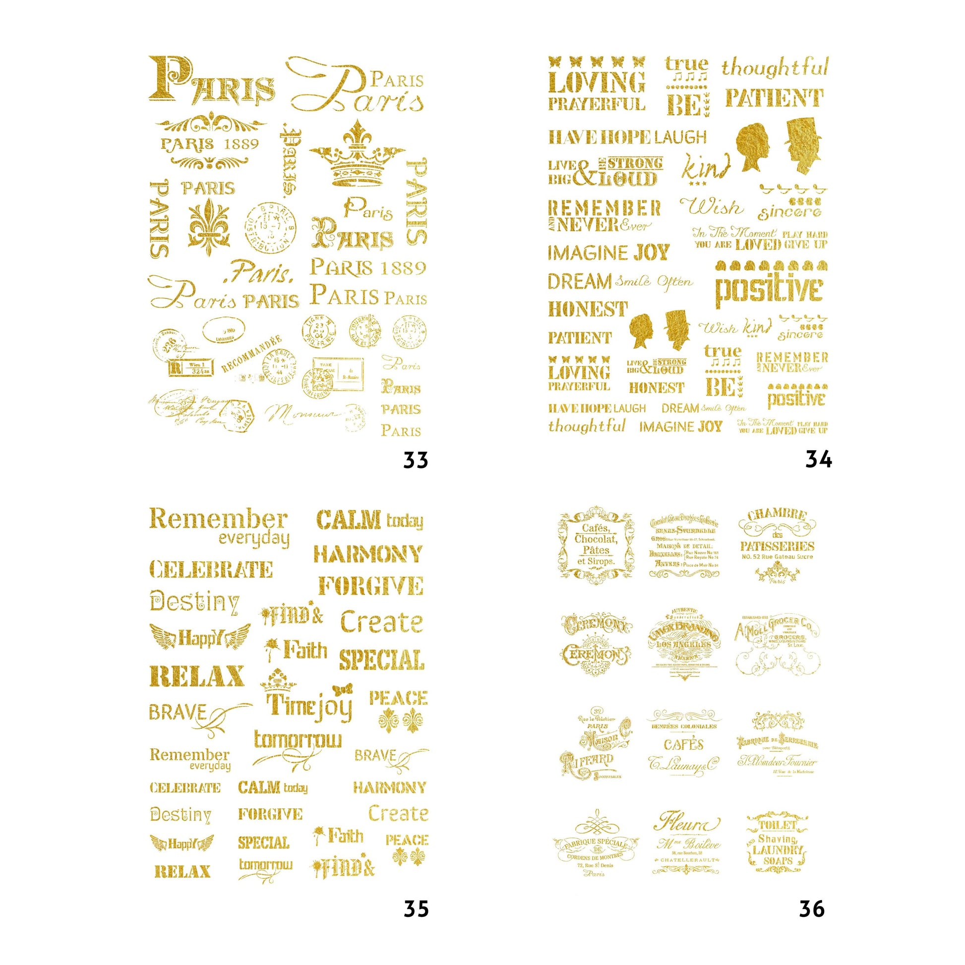 NEW! Gold Metal Leaf Decoupage Paper - A3 Size - Rice Paper with Gold Foil - Paris
