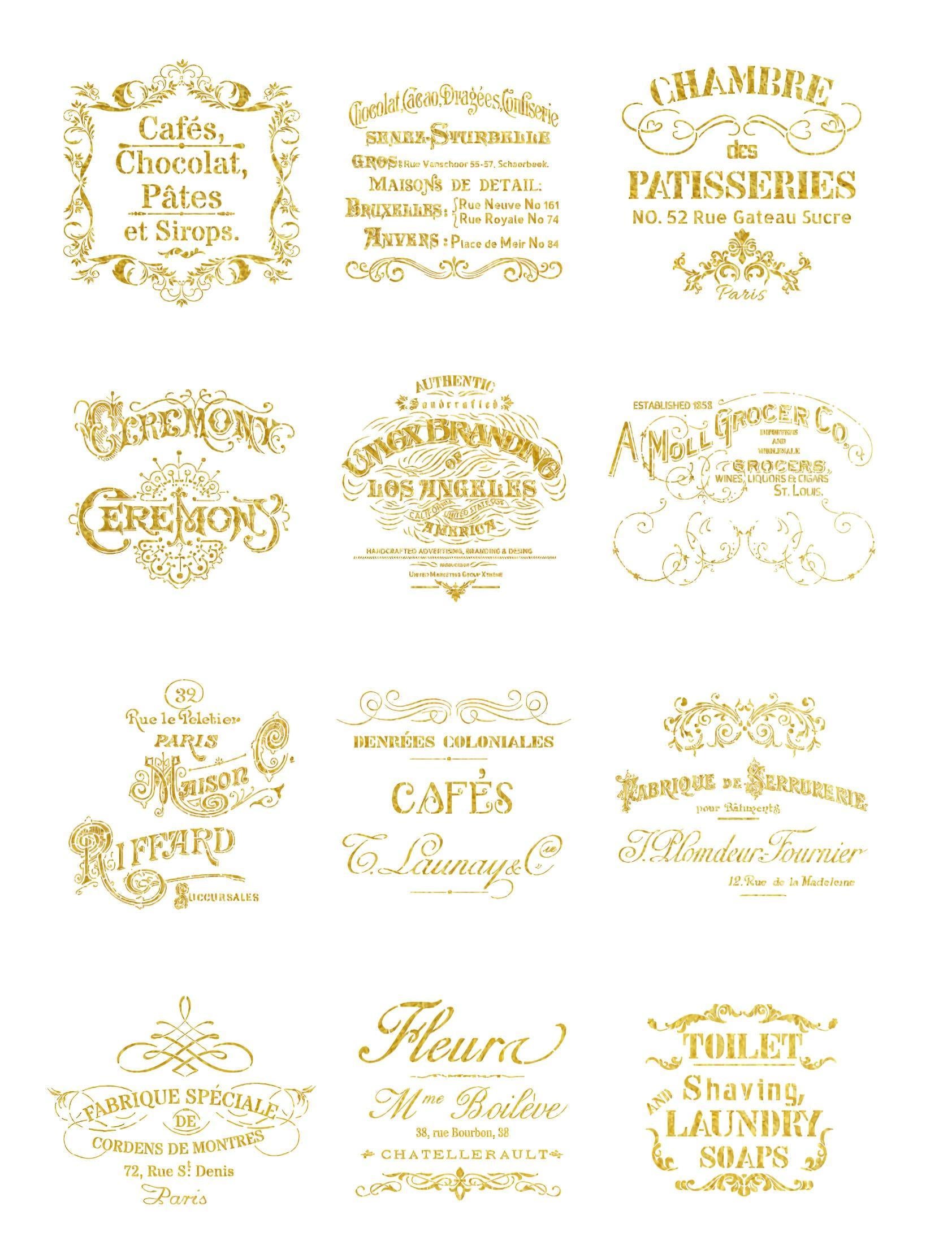 NEW! Gold Metal Leaf Decoupage Paper - A3 Size - Rice Paper with Gold Foil - Paris
