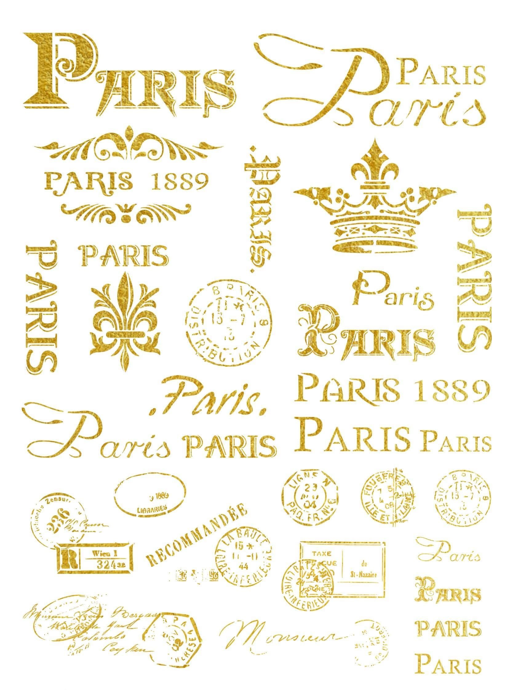 NEW! Gold Metal Leaf Decoupage Paper - A3 Size - Rice Paper with Gold Foil - Paris