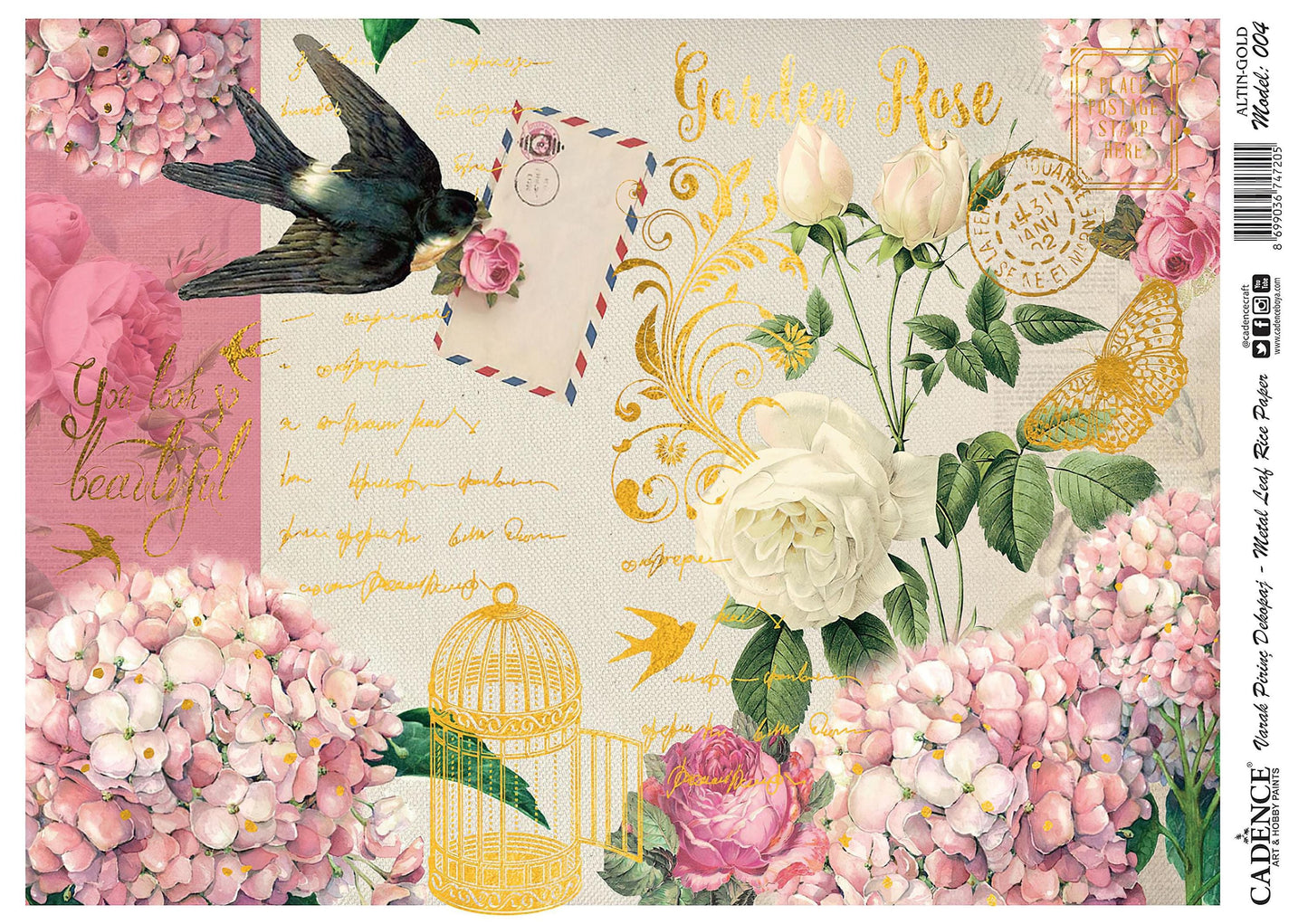 NEW! Gold Metal Leaf Decoupage Paper - A3 Size - Rice Paper with Gold Foil -