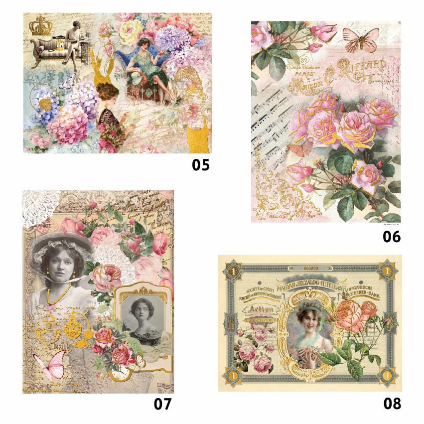 Gold Leaf Decoupage Paper - Vintage Style A3 Rice Paper