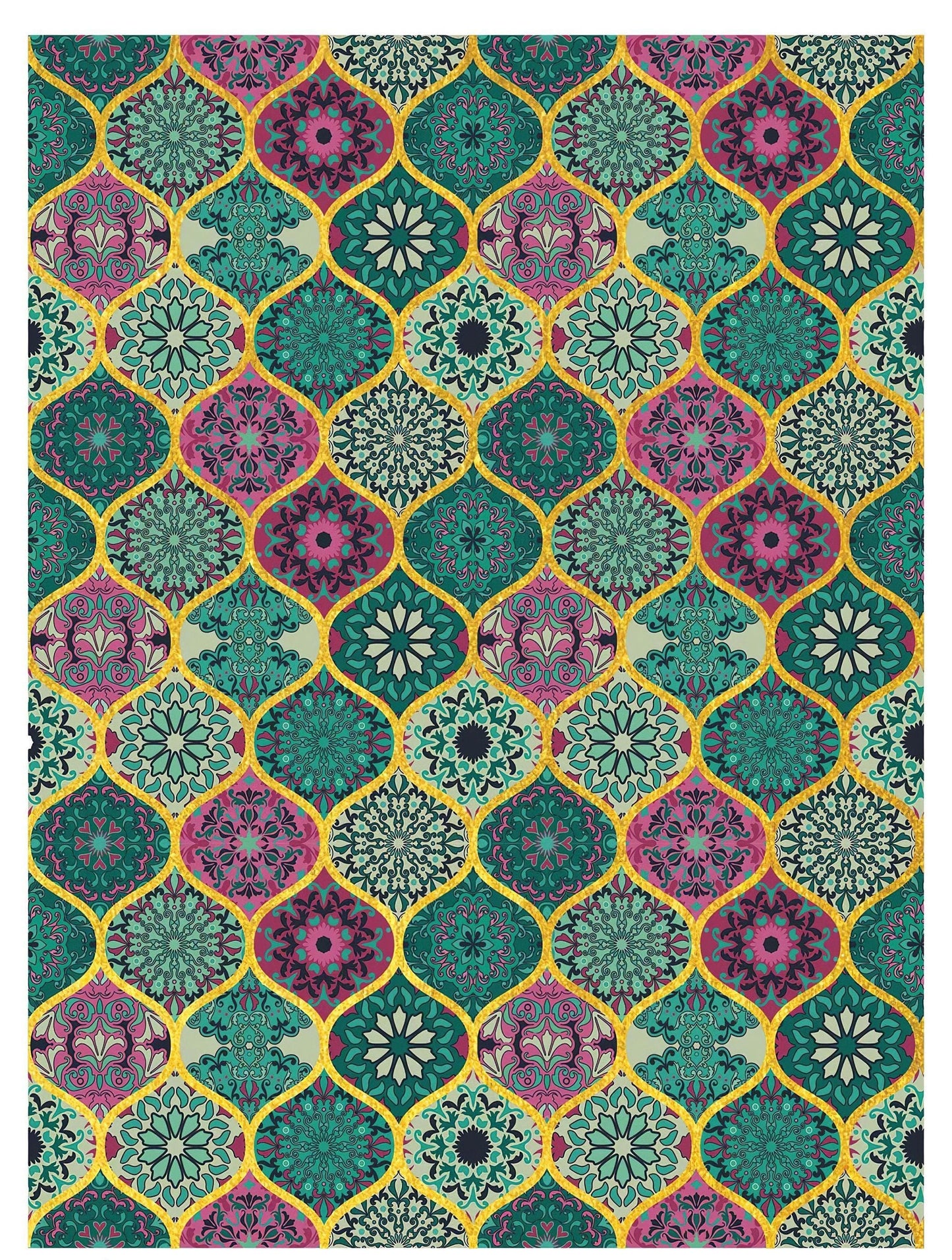 NEW! Gold Metal Leaf Decoupage Paper - A3 Size - Rice Paper with Gold Foil - Moroccan Pattern