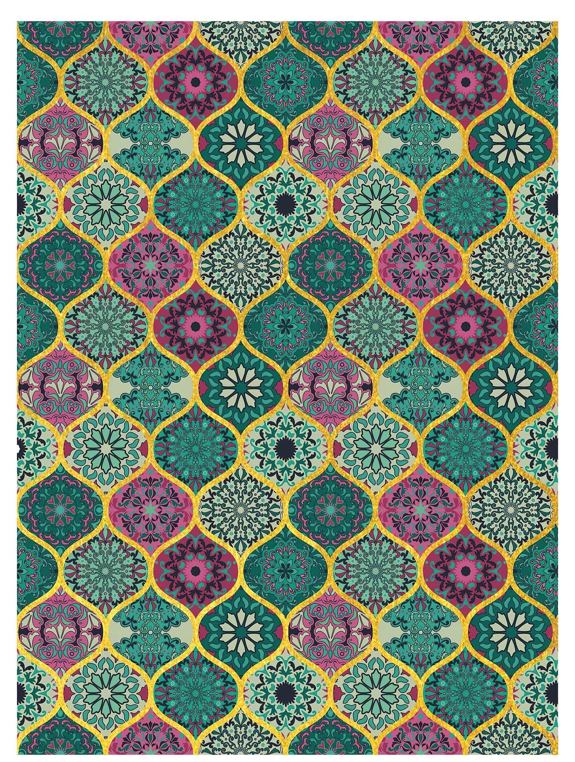 NEW! Gold Metal Leaf Decoupage Paper - A3 Size - Rice Paper with Gold Foil - Moroccan Pattern