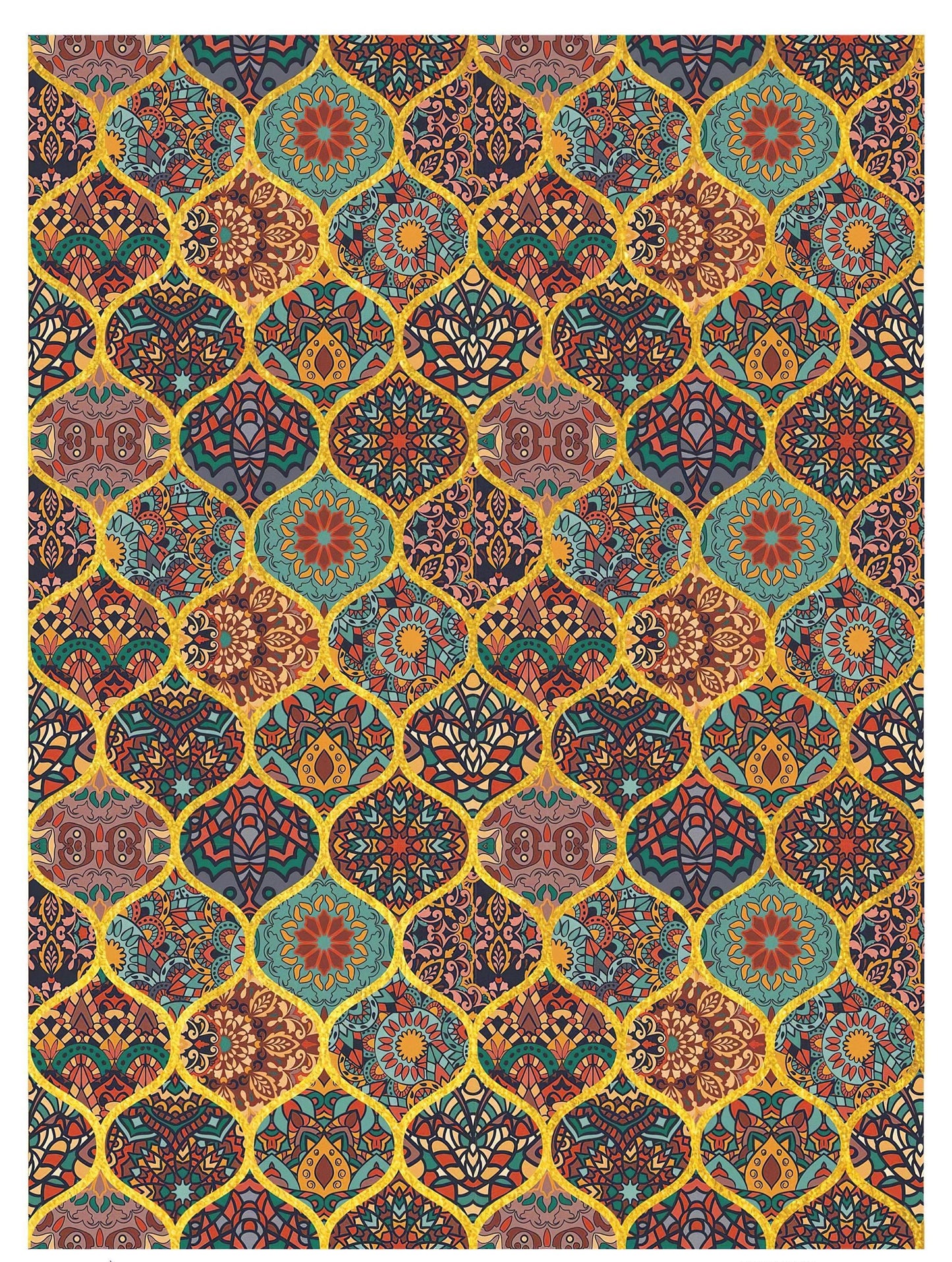NEW! Gold Metal Leaf Decoupage Paper - A3 Size - Rice Paper with Gold Foil - Moroccan Pattern
