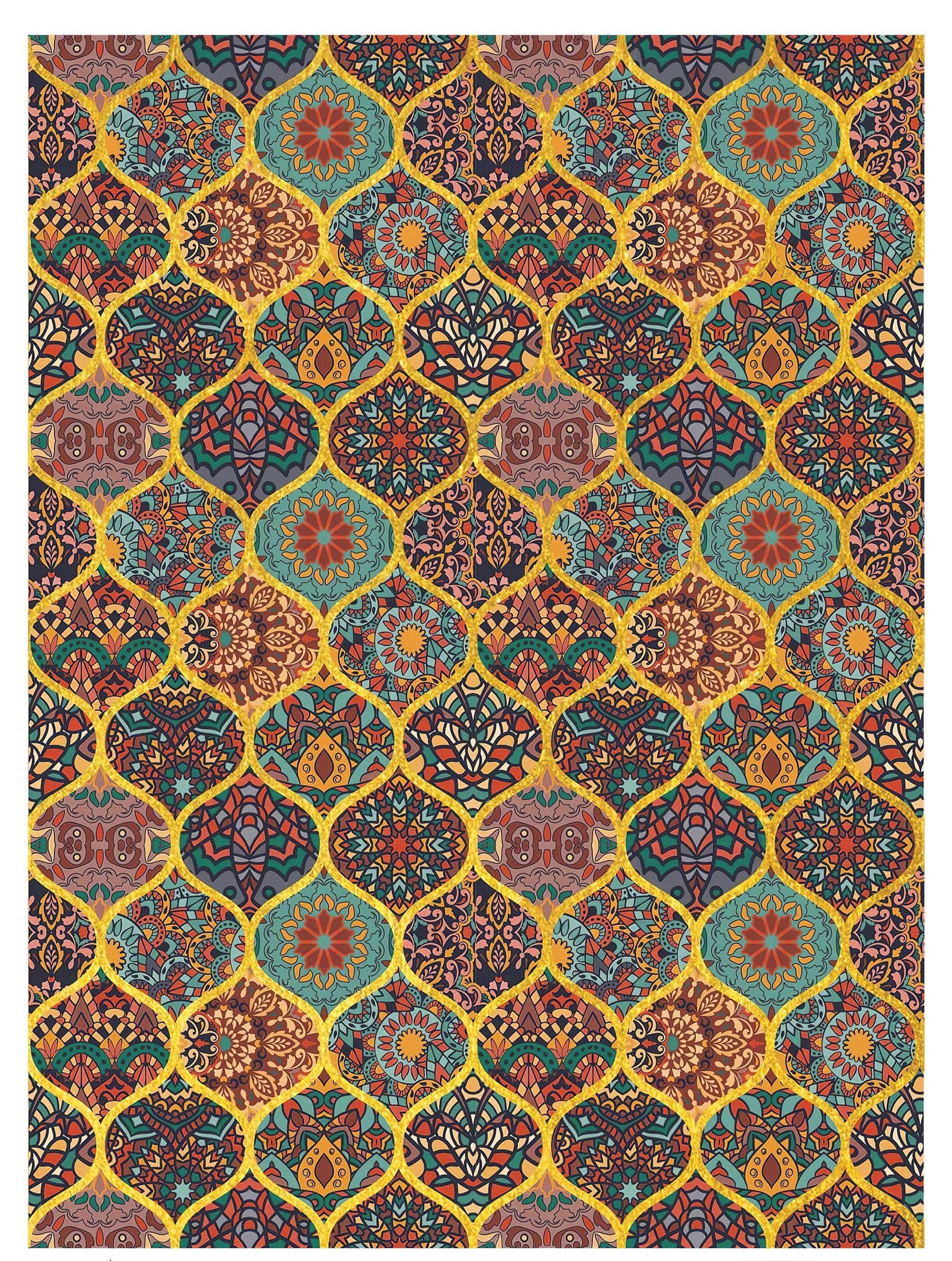 NEW! Gold Metal Leaf Decoupage Paper - A3 Size - Rice Paper with Gold Foil - Moroccan Pattern