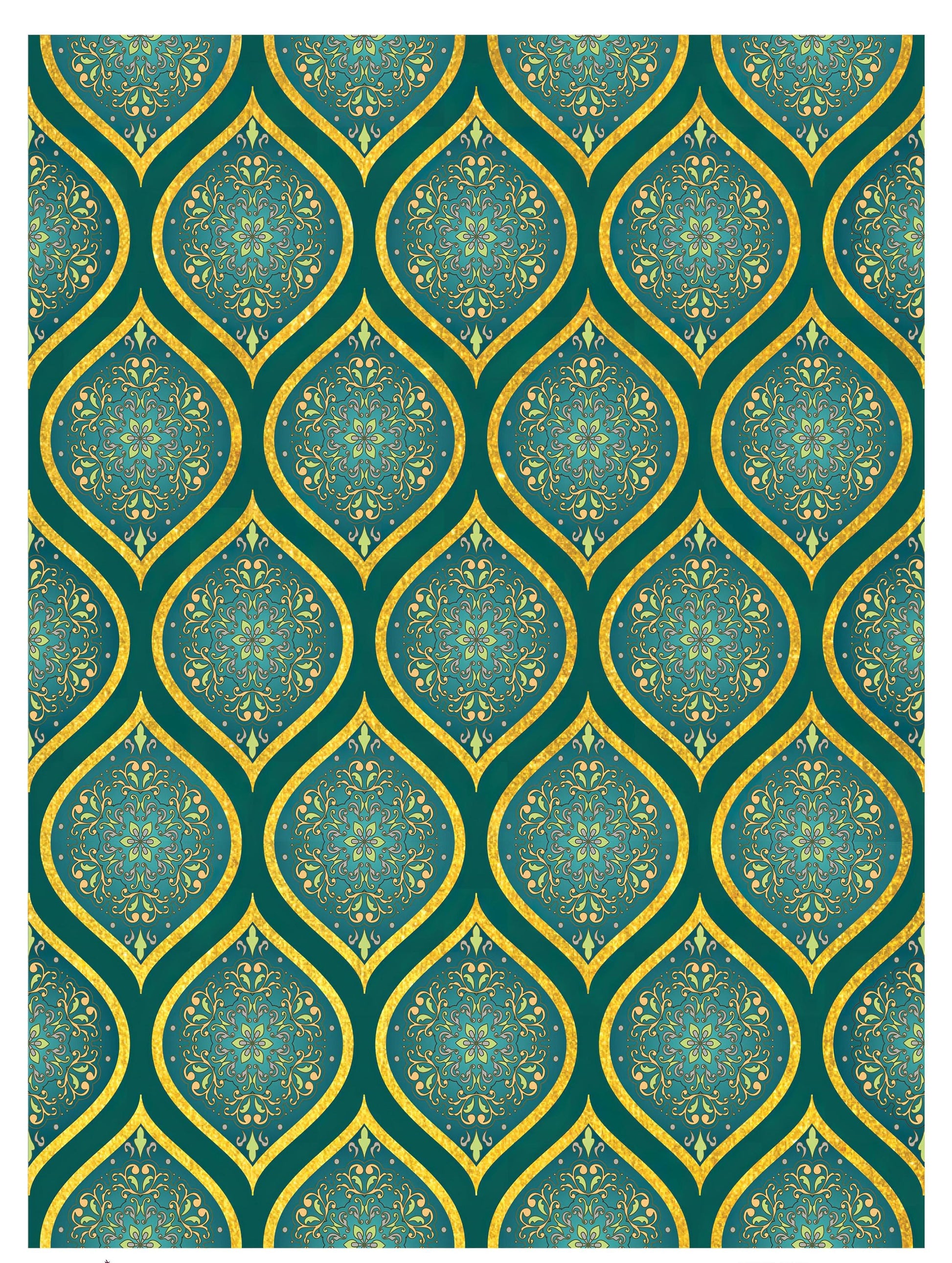 NEW! Gold Metal Leaf Decoupage Paper - A3 Size - Rice Paper with Gold Foil - Mandala Pattern
