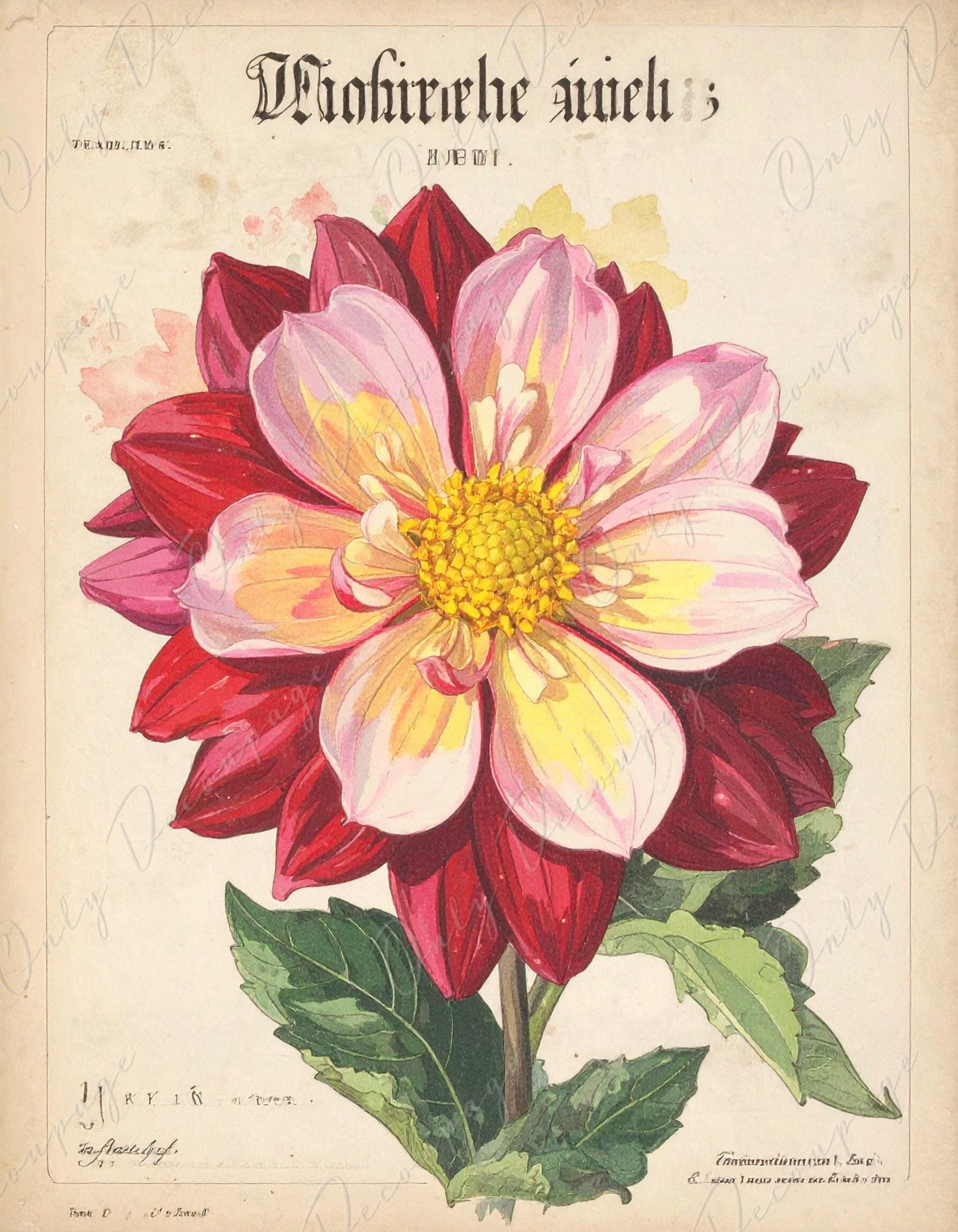Botanical Art - 7 Size Options - Large Decoupage Paper for Furniture - Floral Decoupage