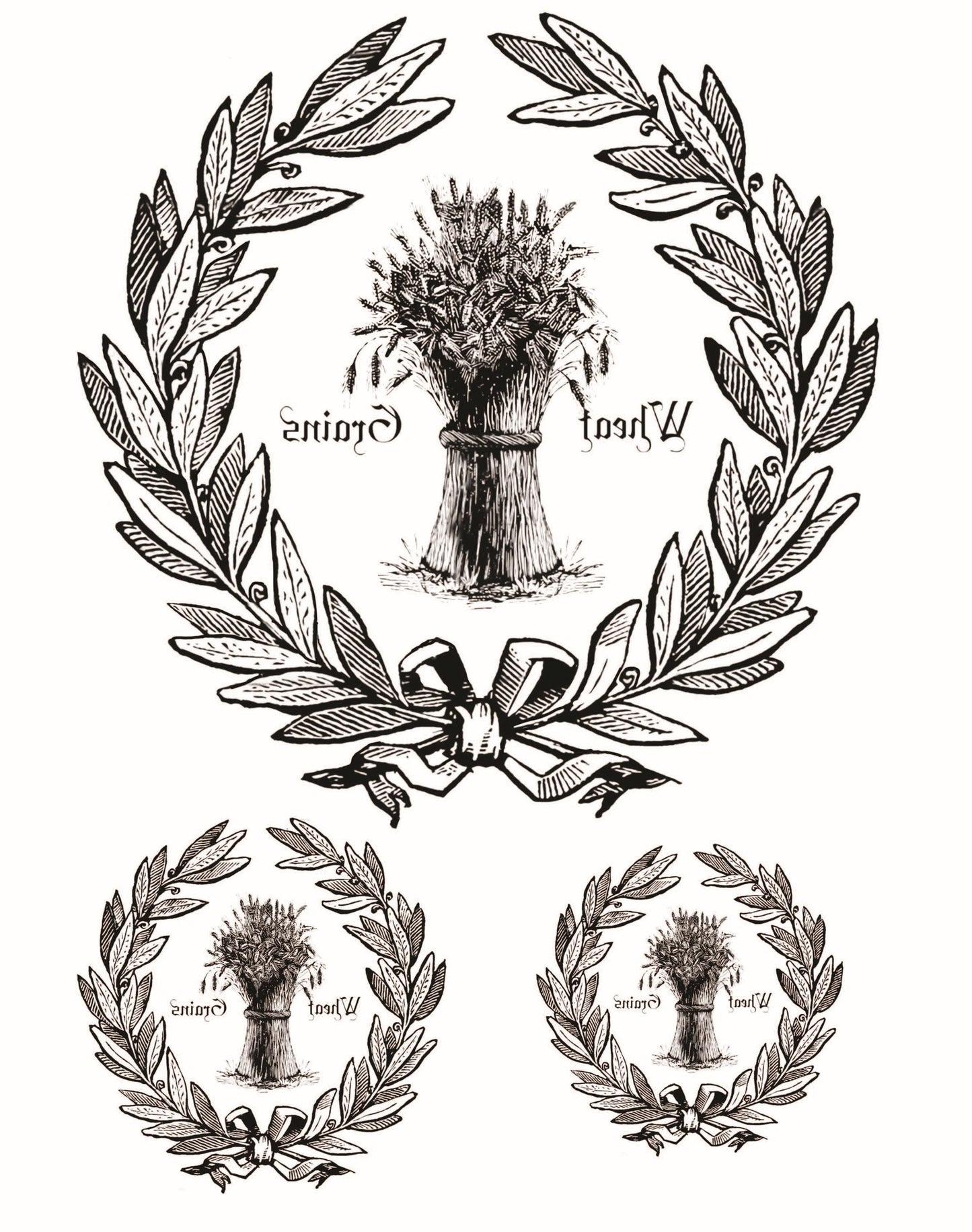 Easy Furniture Transfer - Decor Transfer - Furniture Upcycling - Floral Transfer - Wheat Black & White