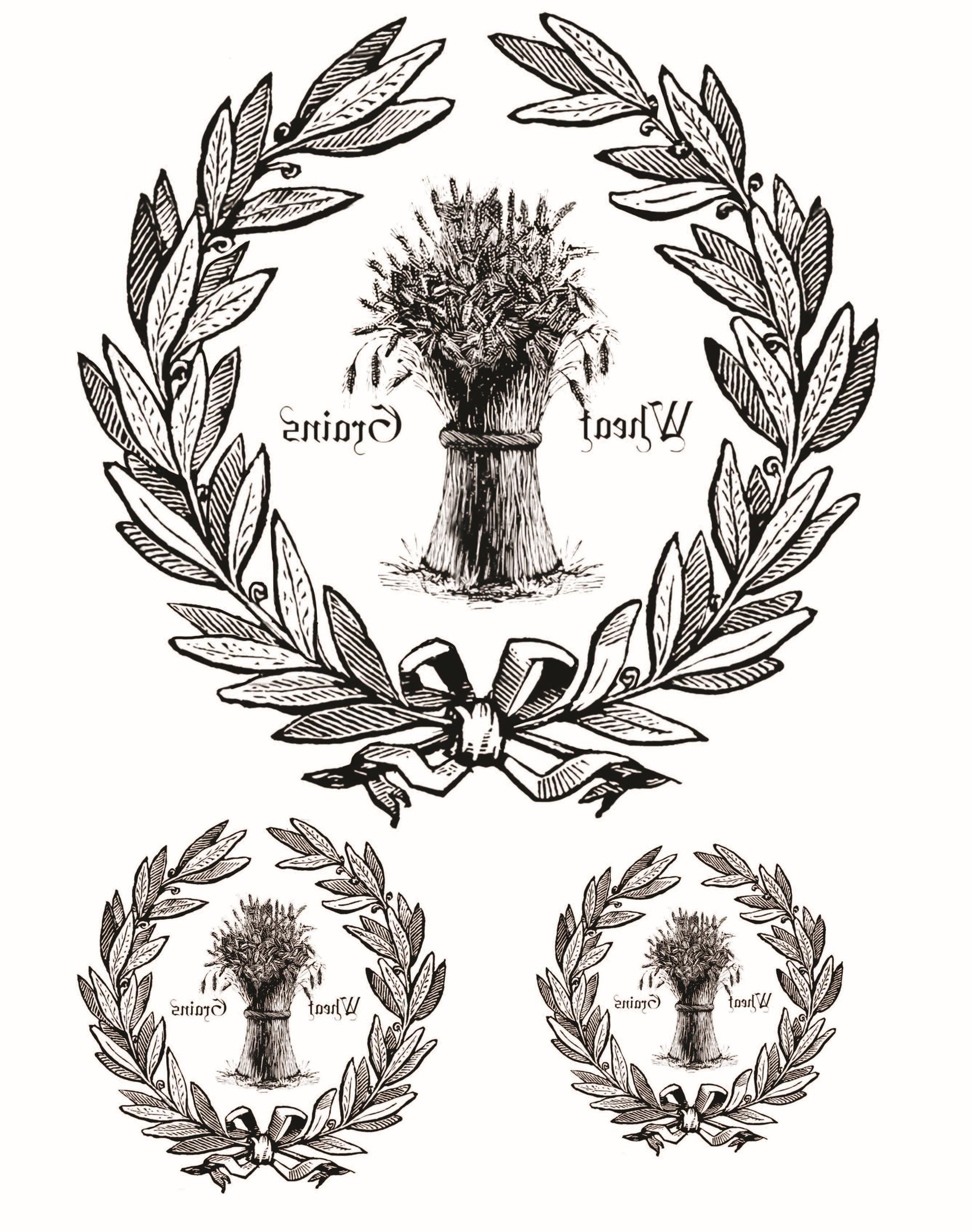 Easy Furniture Transfer - Decor Transfer - Furniture Upcycling - Floral Transfer - Wheat Black & White