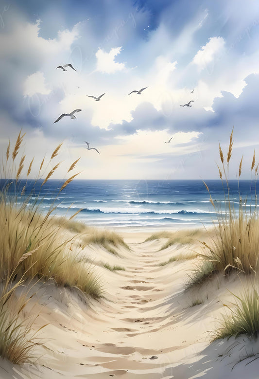 Large Decoupage Paper - 6 Size Options - Seagul - Sunset - Blue Waves - Landscape