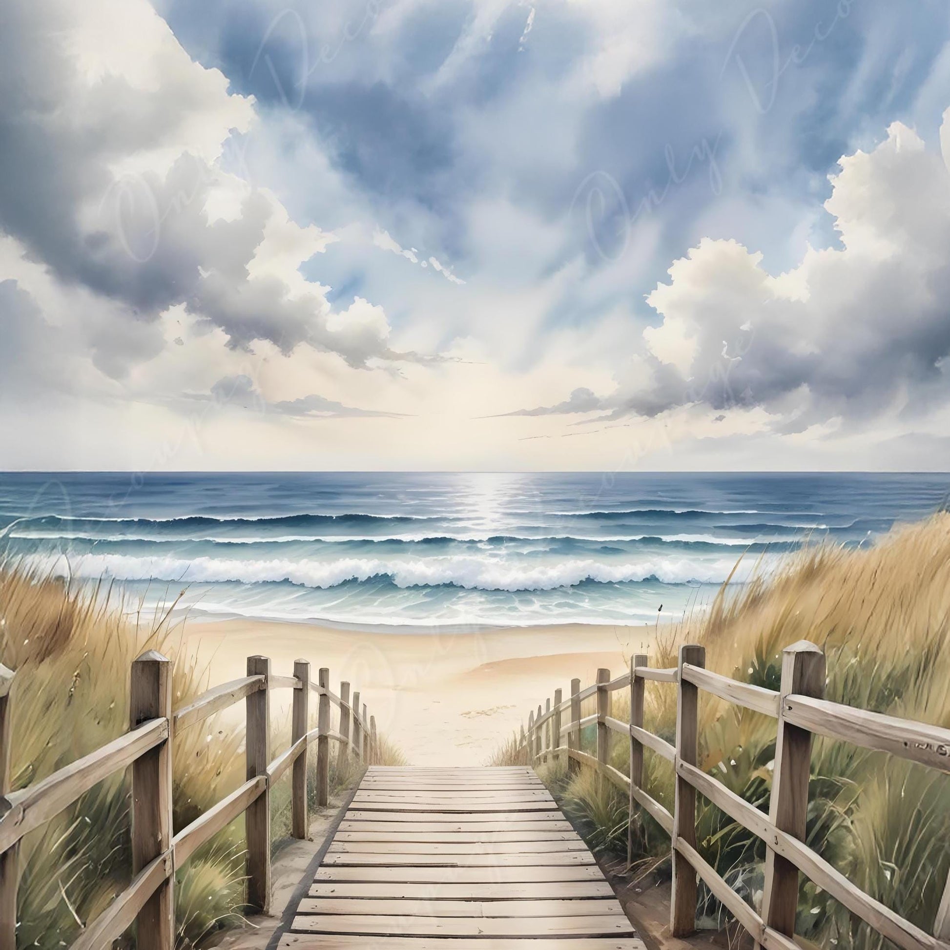Large Decoupage Paper - 6 Size Options - Sunset - Blue Waves - Coastal - Summer