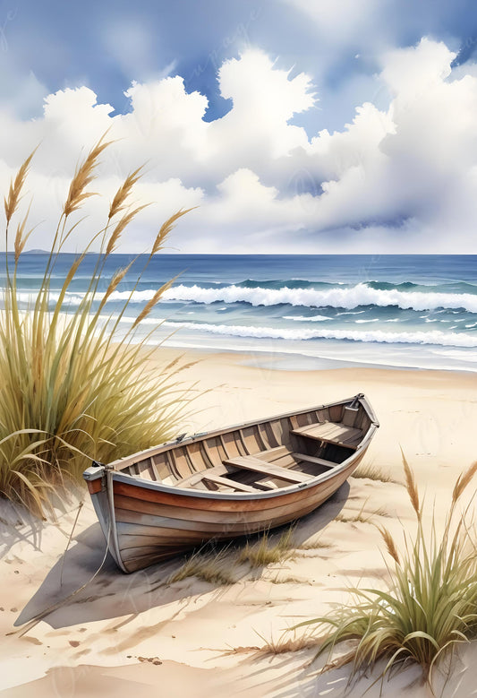 Large Decoupage Paper - 6 Size Options - Boat - Blue Waves - Sea - Beach