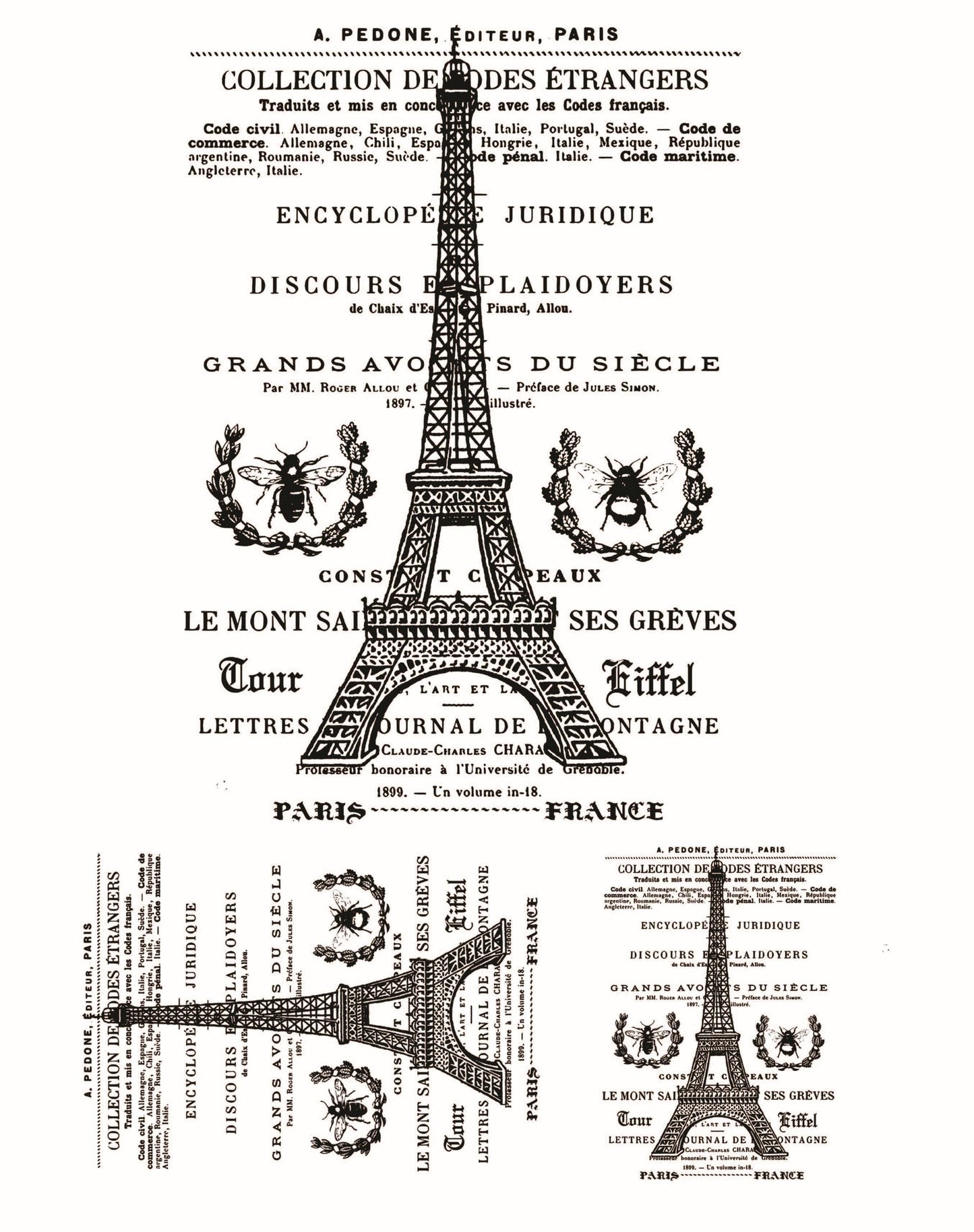 Easy Furniture Transfer - Decor Transfer - Furniture Upcycling - Floral Transfer - Vintage Paris - Eiffel - French