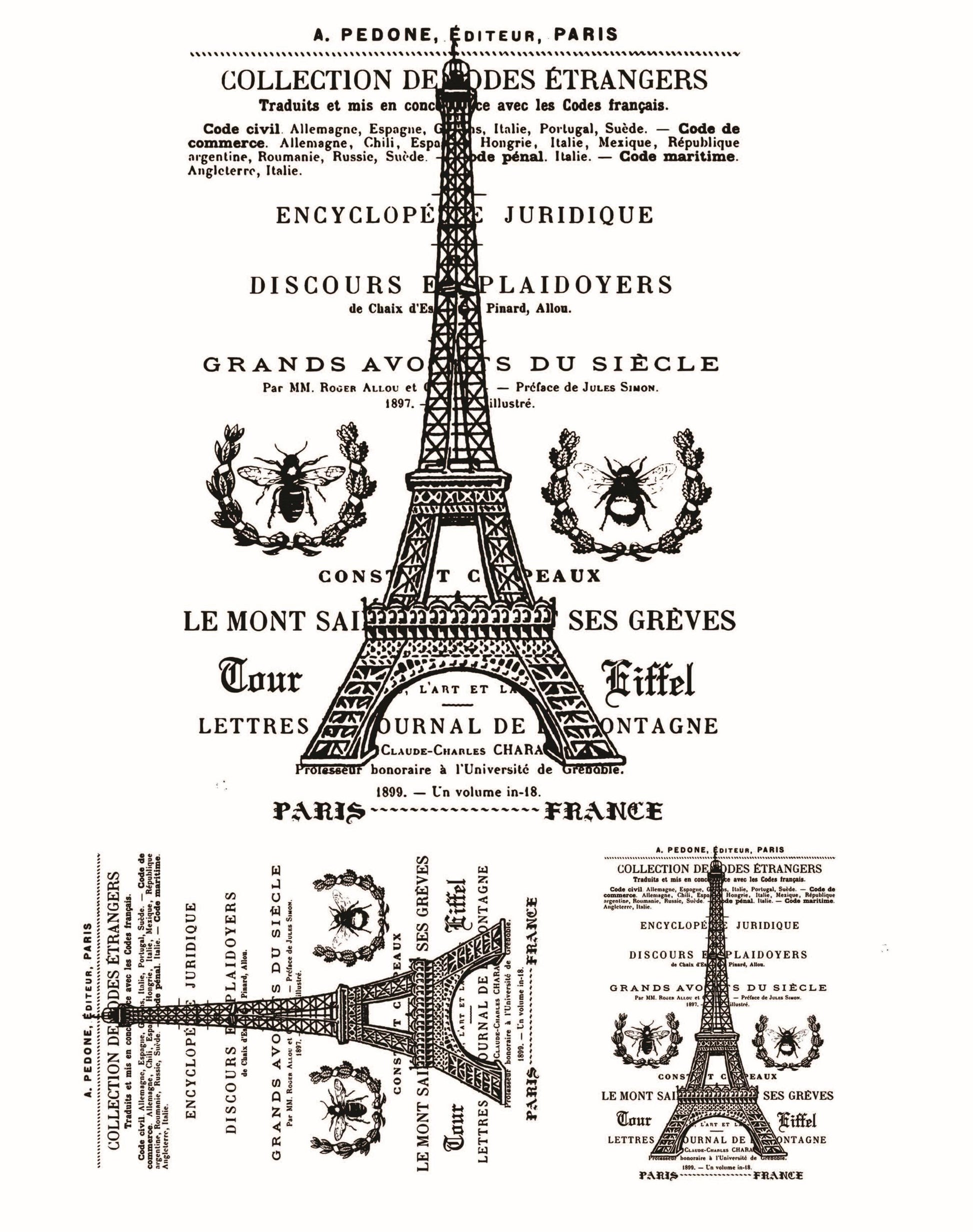 Easy Furniture Transfer - Decor Transfer - Furniture Upcycling - Floral Transfer - Vintage Paris - Eiffel - French