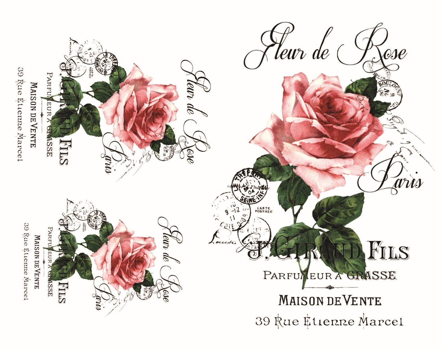 Easy Furniture Transfer - Decor Transfer - Furniture Upcycling - Fleur de Rose - French