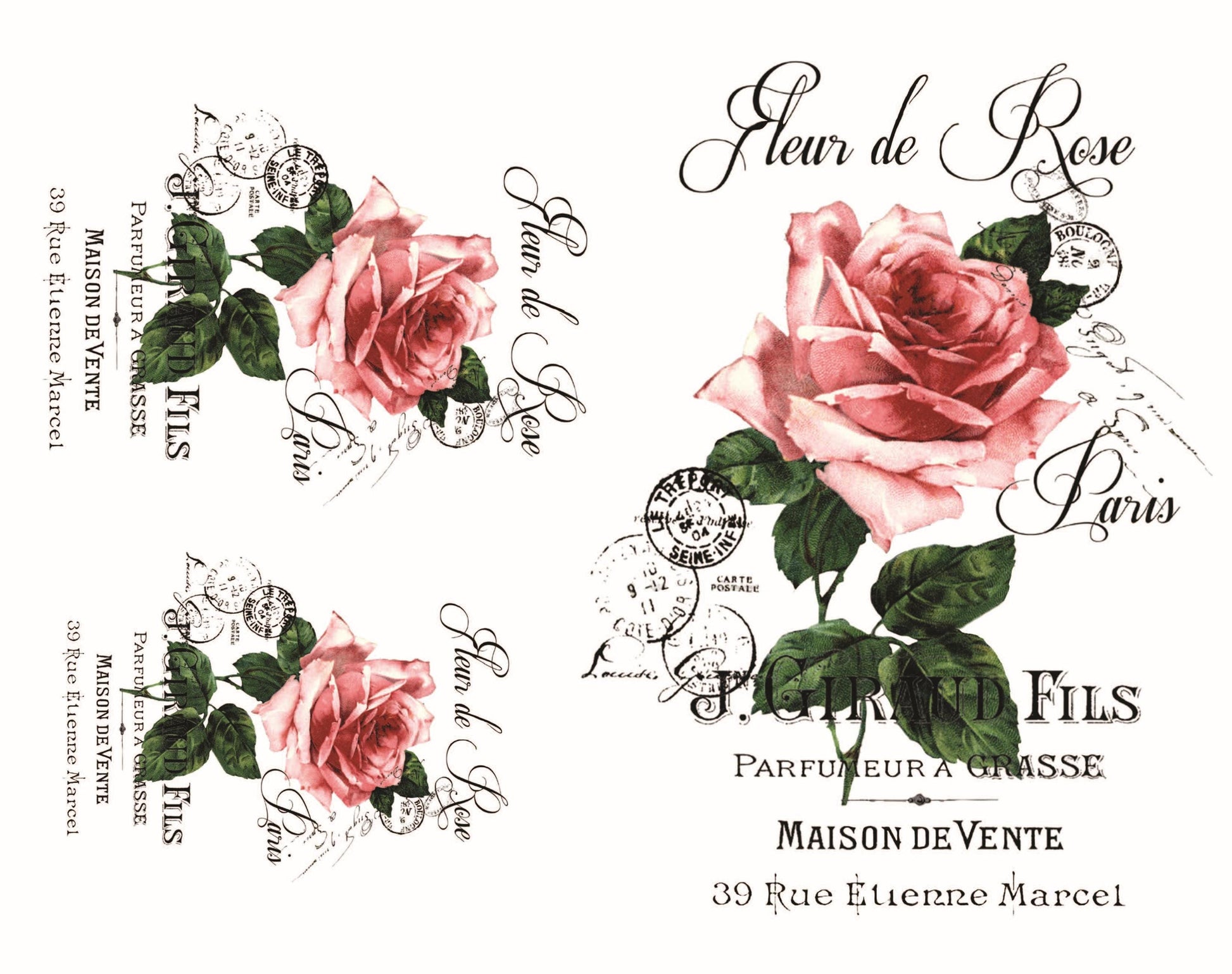 Easy Furniture Transfer - Decor Transfer - Furniture Upcycling - Fleur de Rose - French