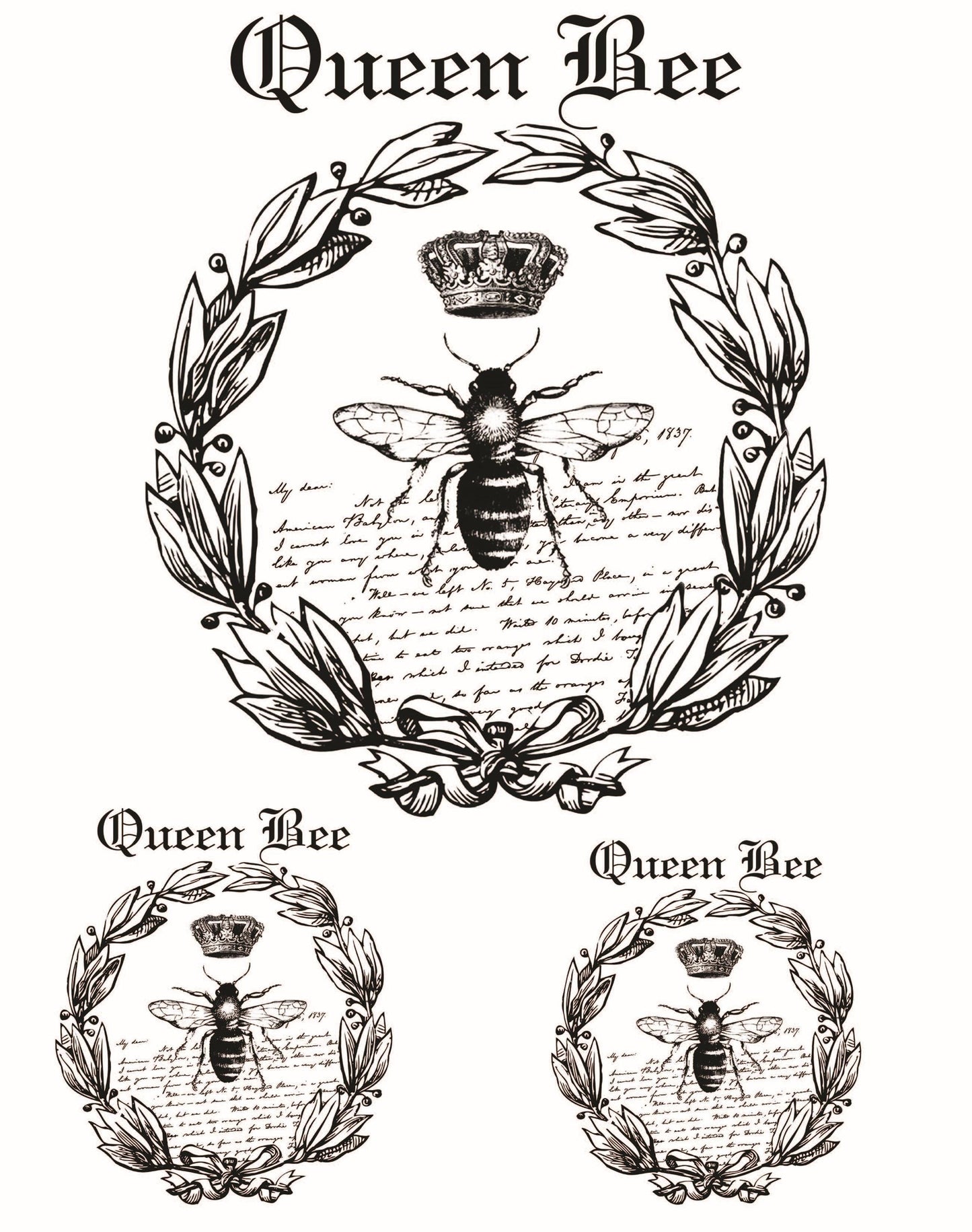 Easy Furniture Transfer - Decor Transfer - Furniture Upcycling - Floral Transfer - Queen Bee