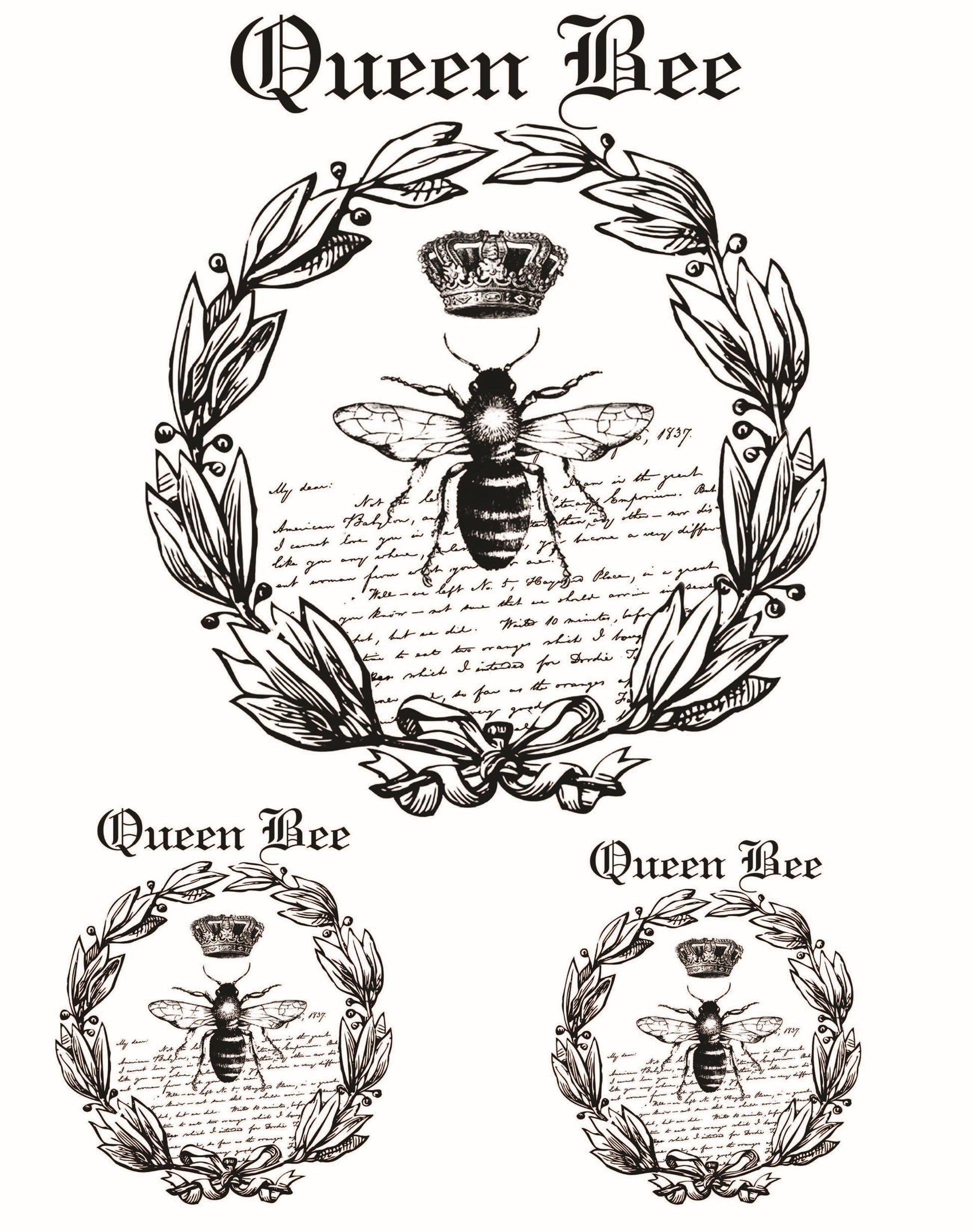 Easy Furniture Transfer - Decor Transfer - Furniture Upcycling - Floral Transfer - Queen Bee