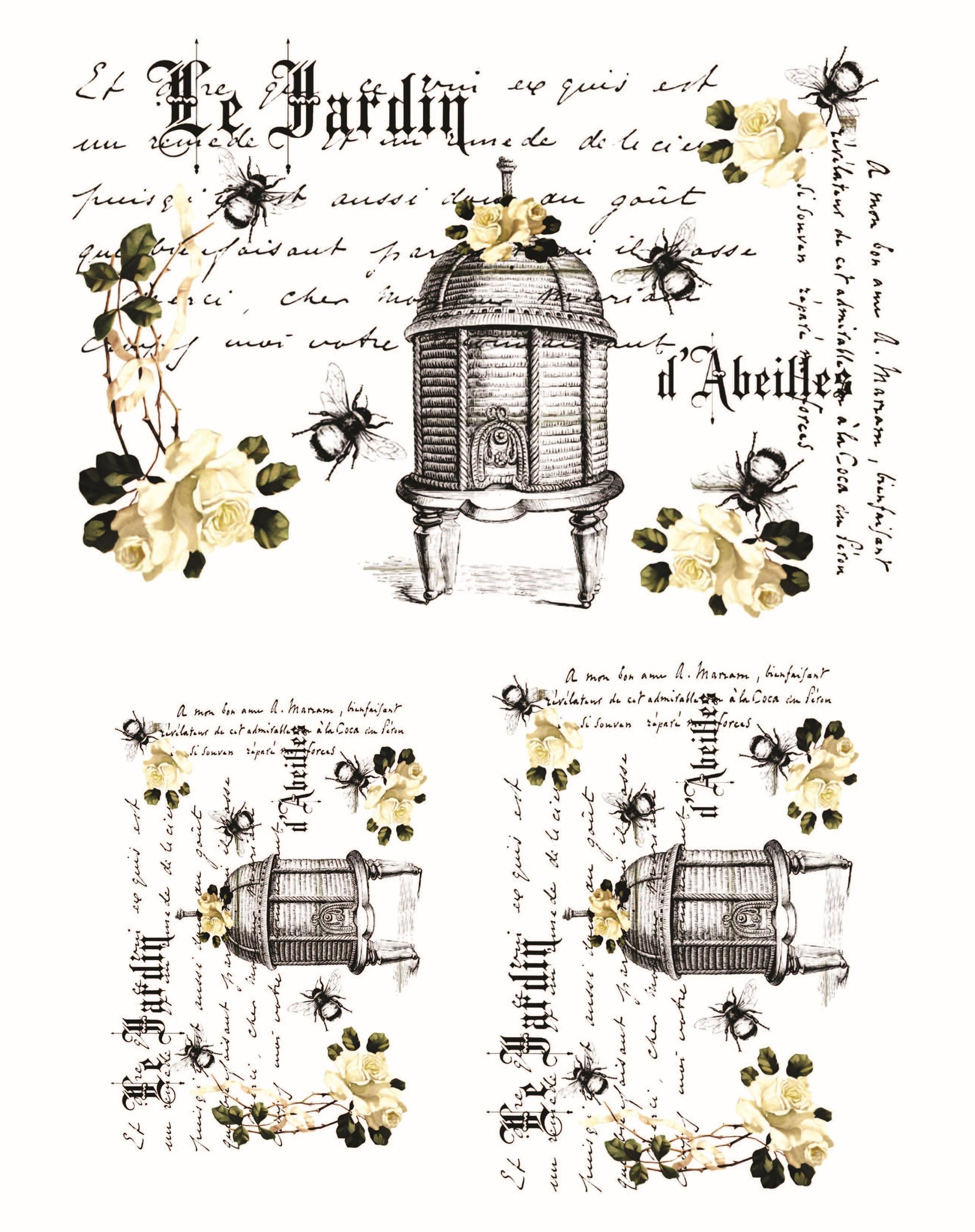 Easy Furniture Transfer - Decor Transfer - Furniture Upcycling - Floral Transfer - Vintage - Le Jardin