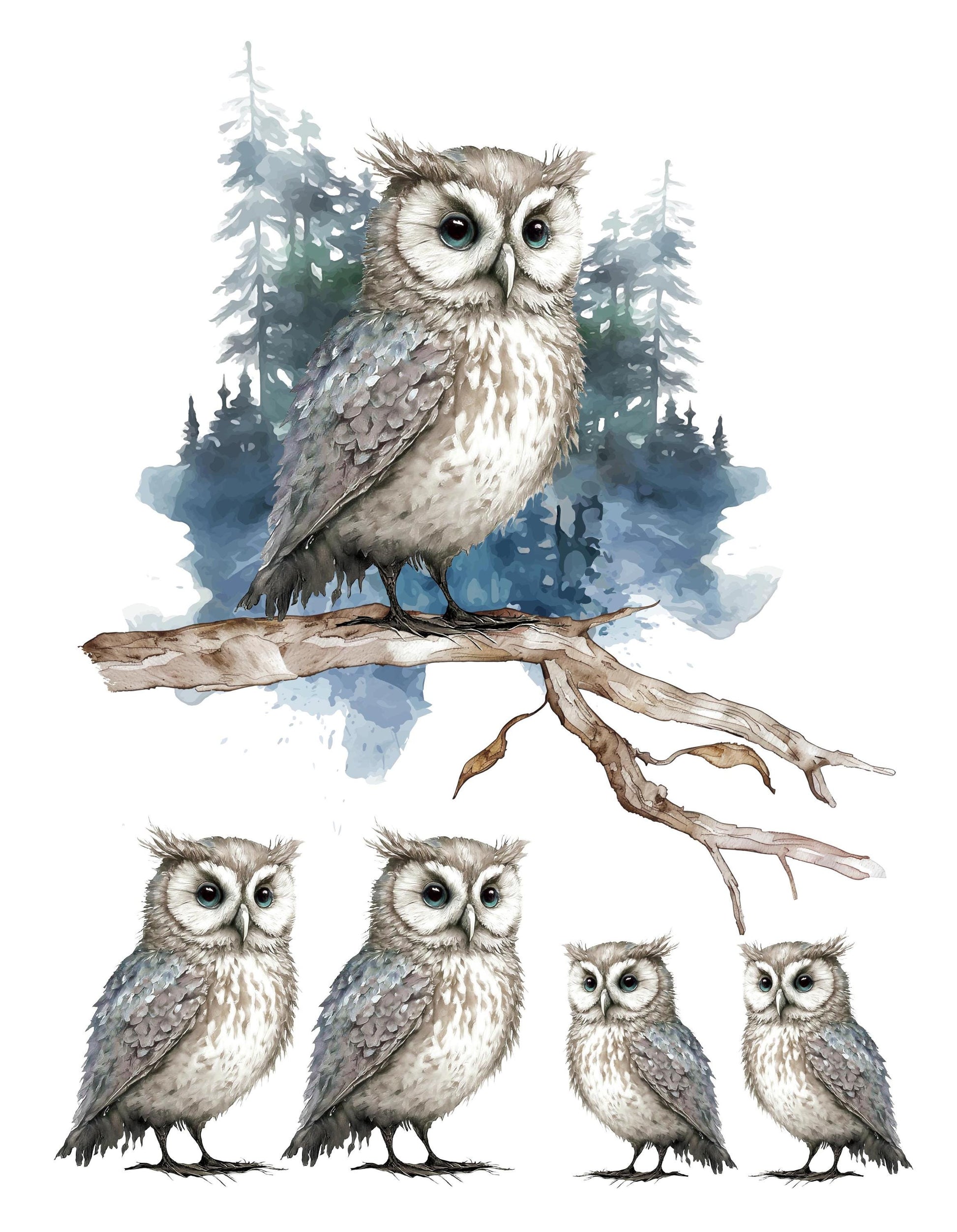 Owl - Easy Furniture Transfer - Decor Transfer - Furniture Upcycling - Gray Bird