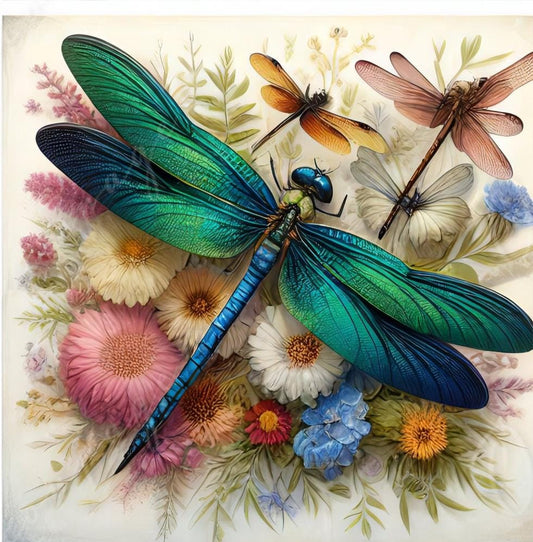Large Decoupage Paper for Furniture - Dragonfly - Rice Paper - Decoupage Paper - Floral Illustrations