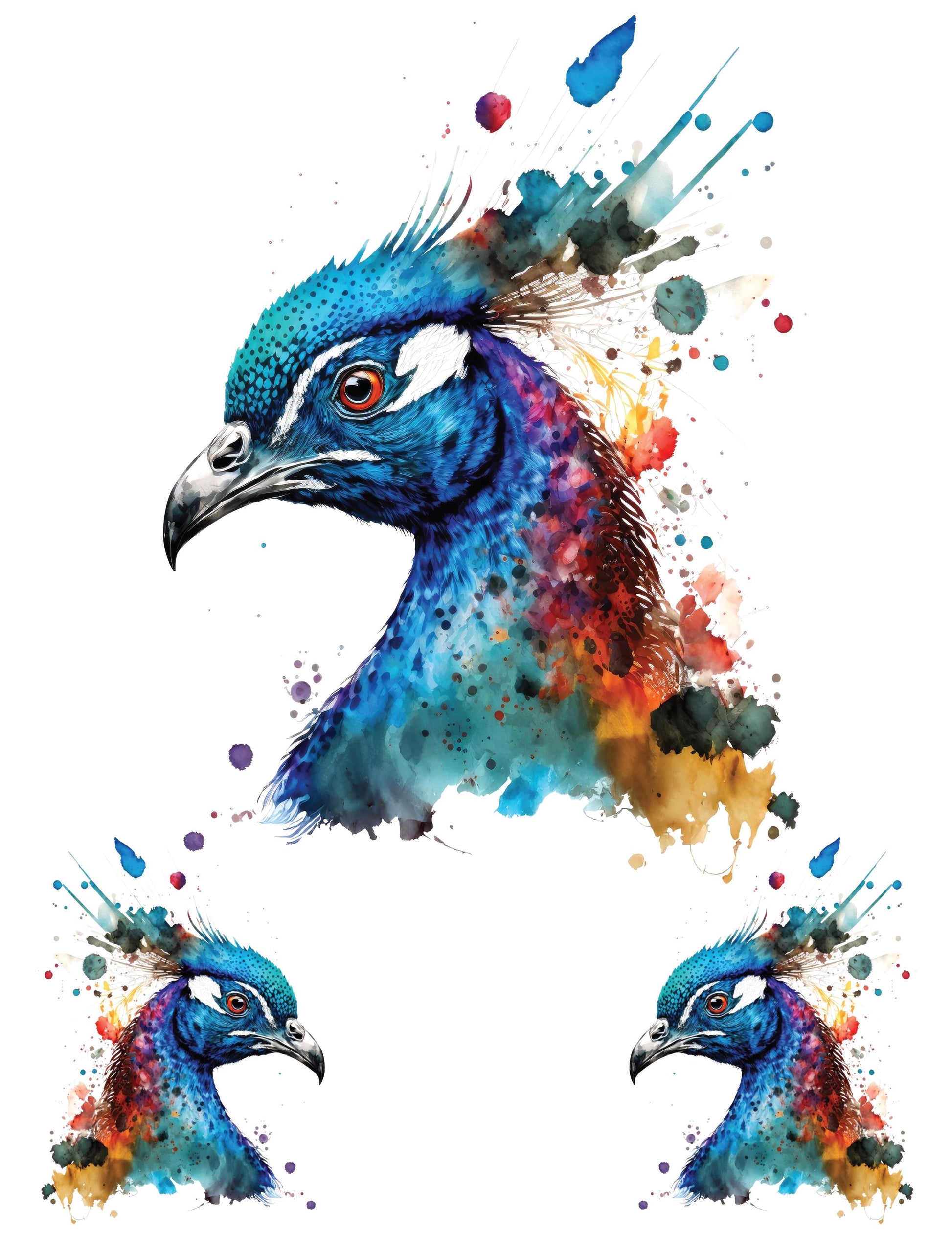 Peacock - Easy Furniture Transfer - Decor Transfer - Furniture Upcycling - Tropical Blue Bird