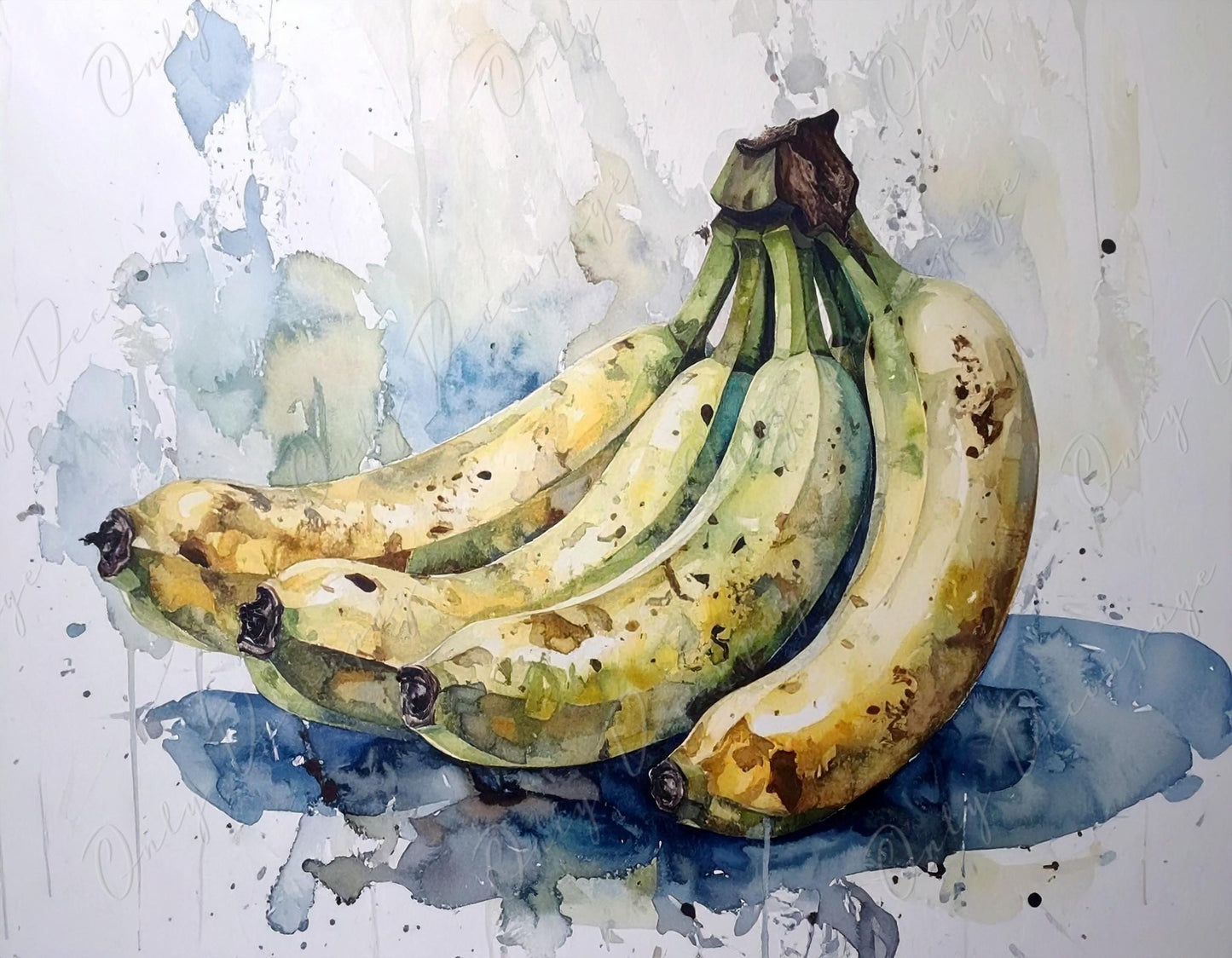 Botanical Art - 7 Size Options - Large Decoupage Paper for Furniture - Floral Decoupage - Tropical Fruit - Bananas
