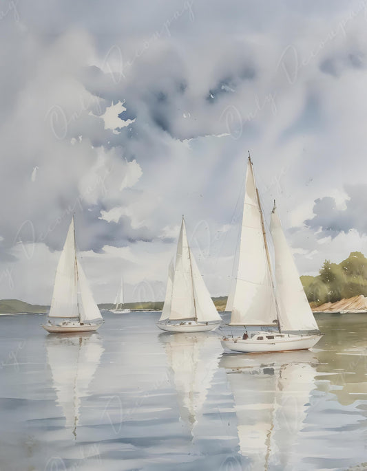 Large Decoupage Paper - 6 Size Options - Dinghy - Blue Water - Lake - Boat