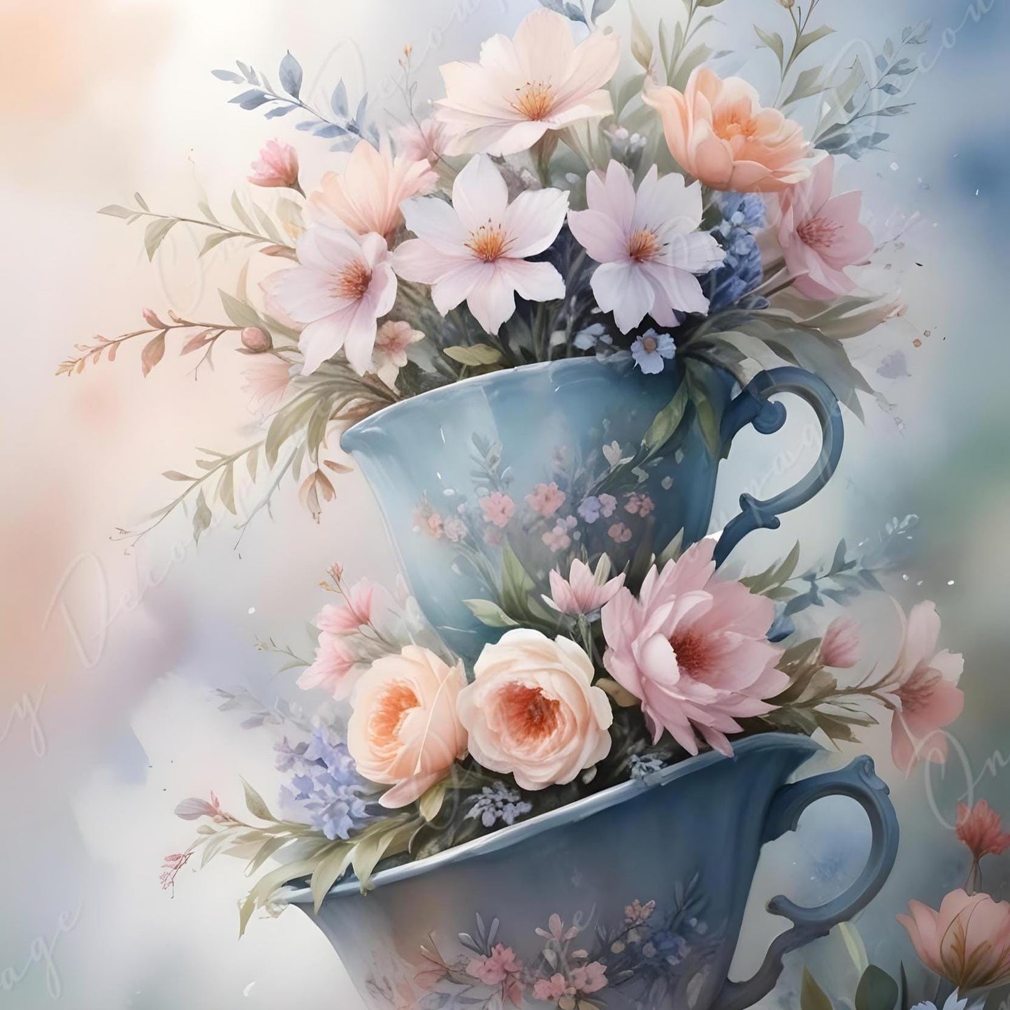 Fairytale - Large Decoupage Paper - 6 Size Options - Floral Collage
