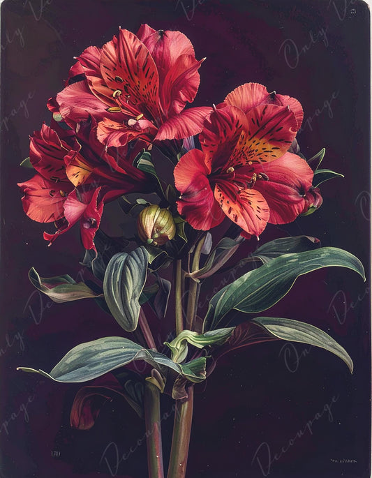 NEW! Chiaroscuro - Large Decoupage Paper for Furniture - 7 Size Options - Deep Red