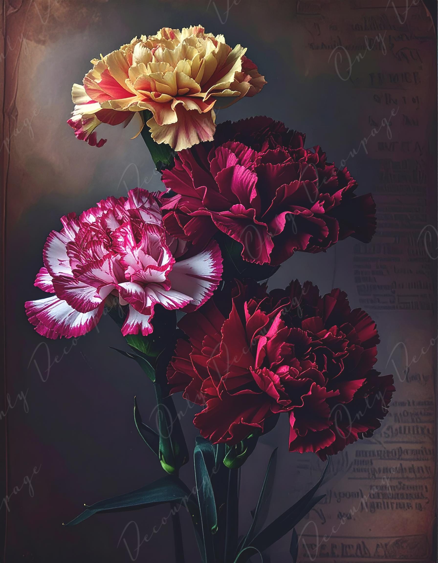 NEW! Chiaroscuro - Large Decoupage Paper for Furniture - 7 Size Options