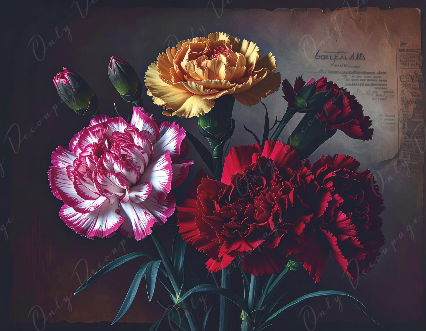 NEW! Chiaroscuro - Large Decoupage Paper for Furniture - 7 Size Options