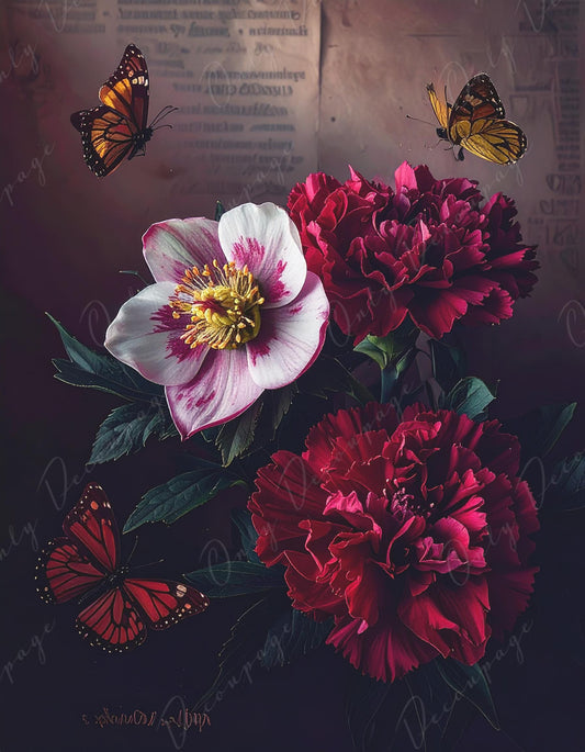 NEW! Large Decoupage Paper for Furniture - 7 Size Options - Crimson - Chiaroscuro