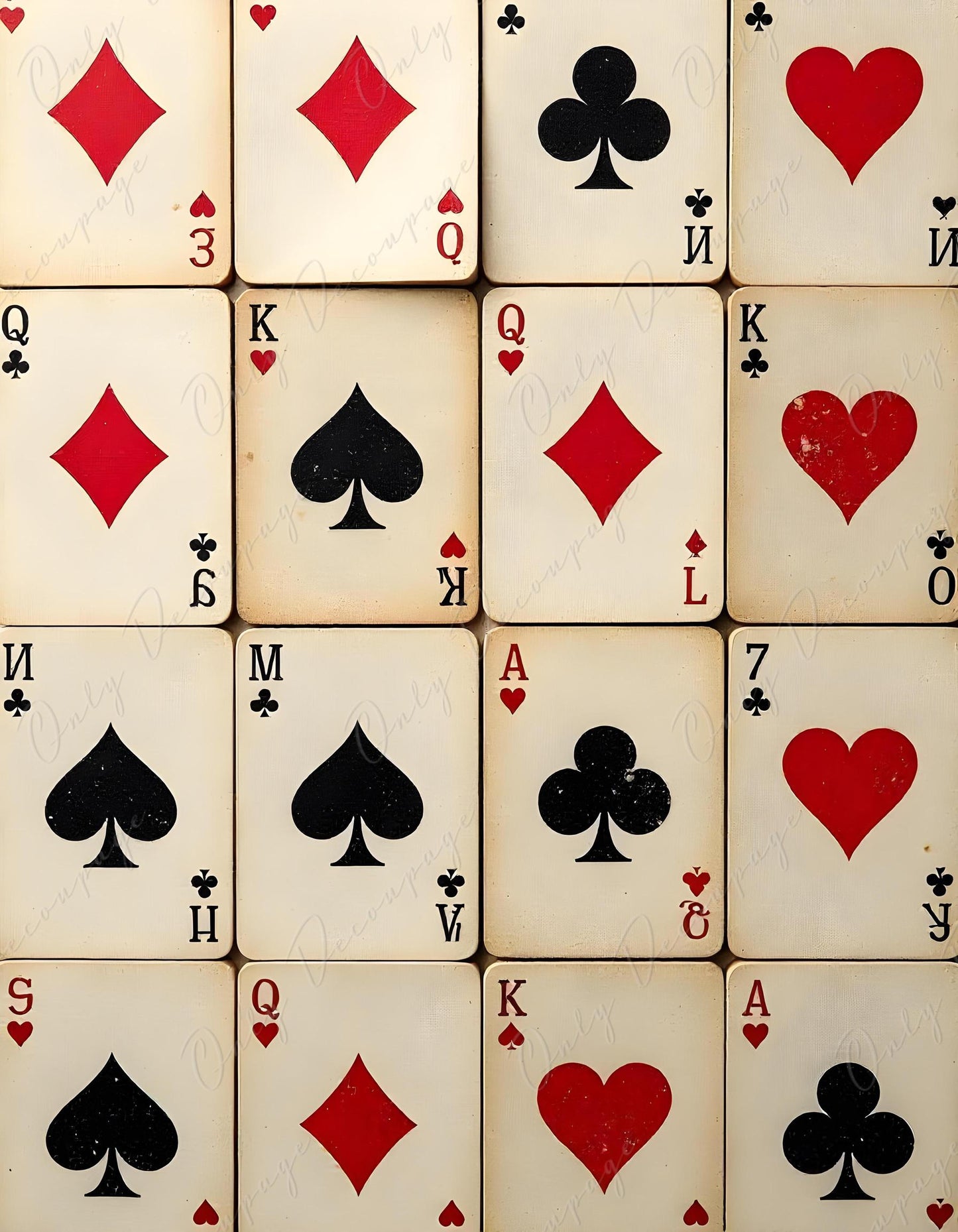 Alice Theme - Large Decoupage Paper - 6 Size Options - Playing Card - Ace Diamond Spade