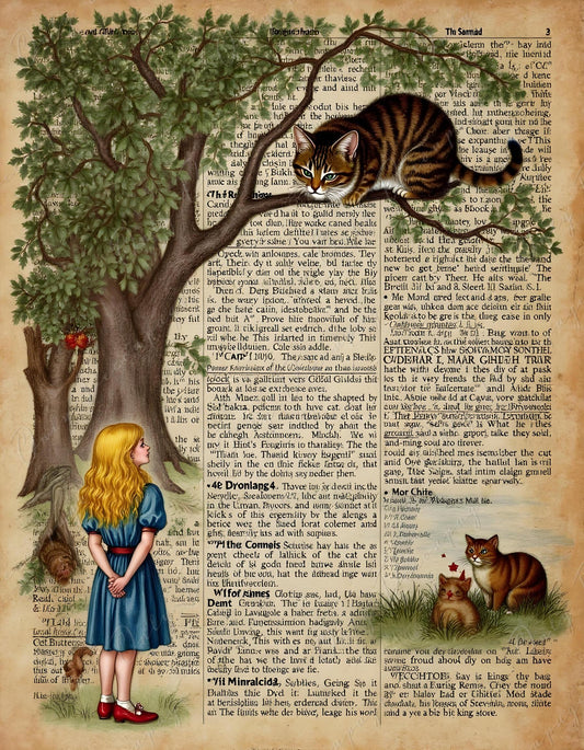 Fairytale Alice - Large Decoupage Paper for Furniture - 6 Size Options - Cats