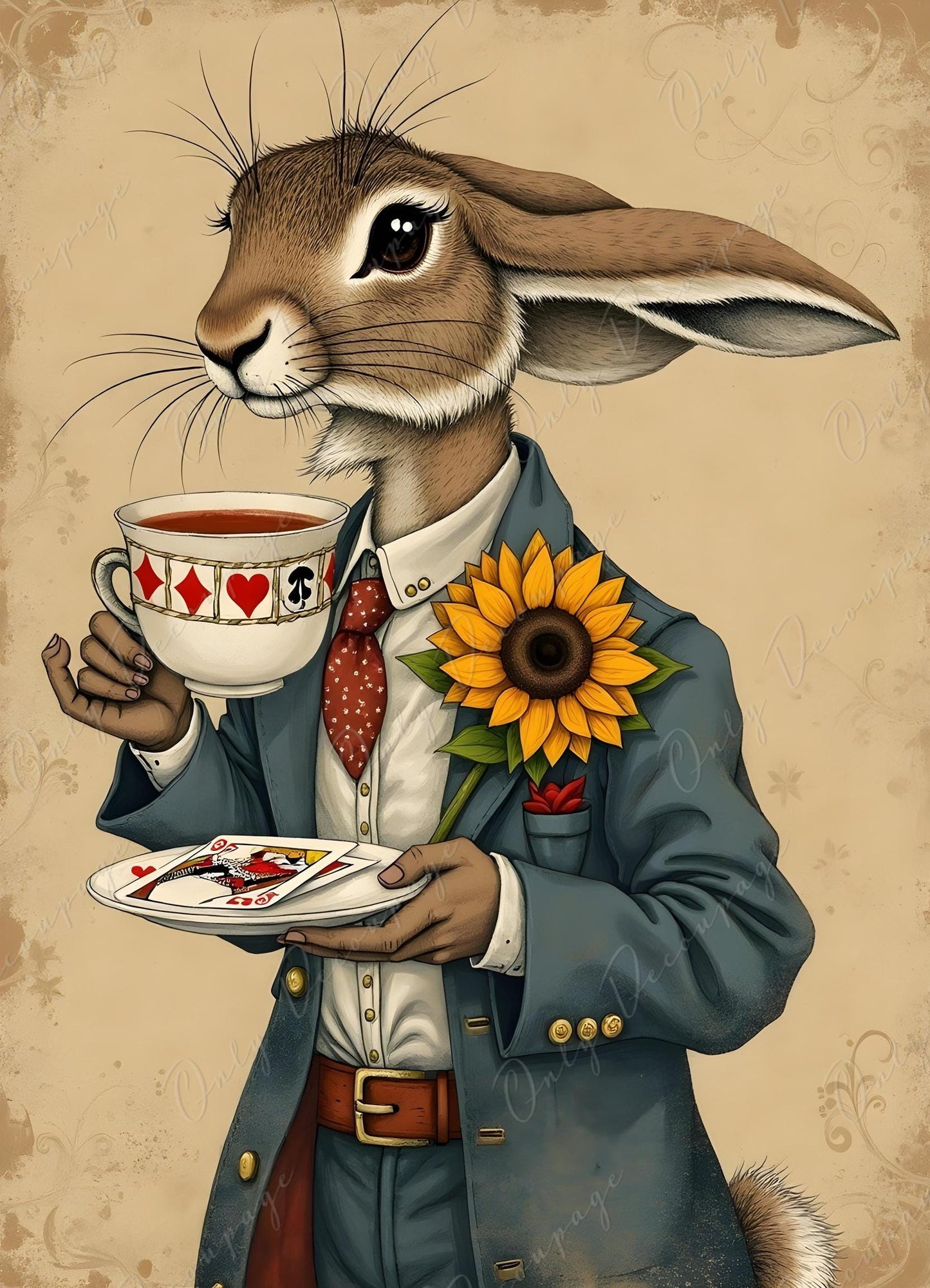 Fairytale Alice - Large Decoupage Paper for Furniture - 6 Size Options - Rabbit's Tea Time