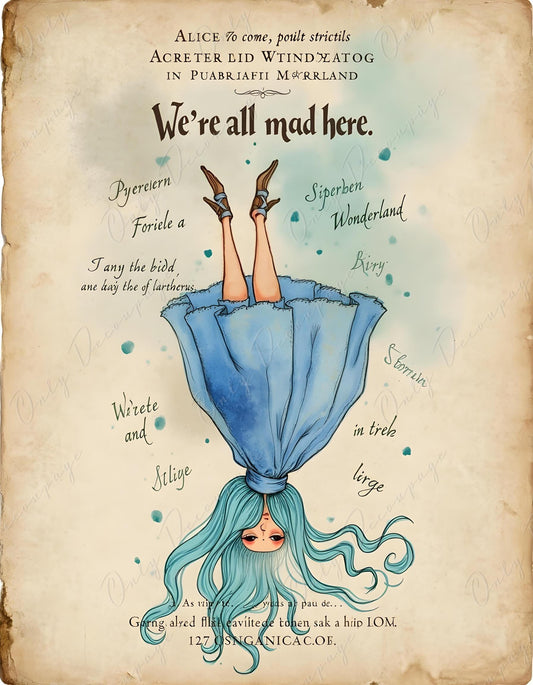 Fairytale Alice - Large Decoupage Paper for Furniture - 6 Size Options - Blue Dress