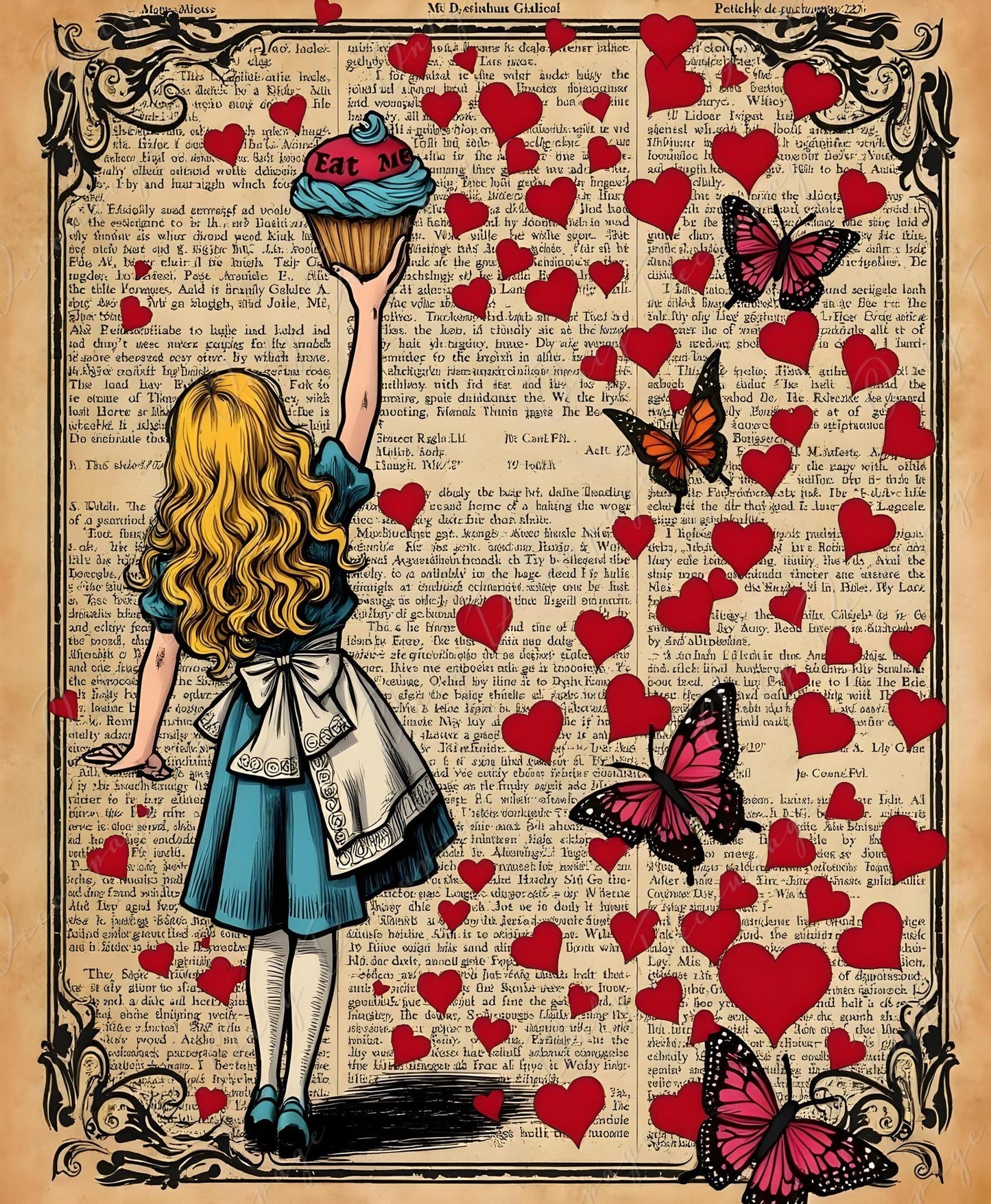 Fairytale Alice - Large Decoupage Paper for Furniture - 6 Size Options - Cupcake