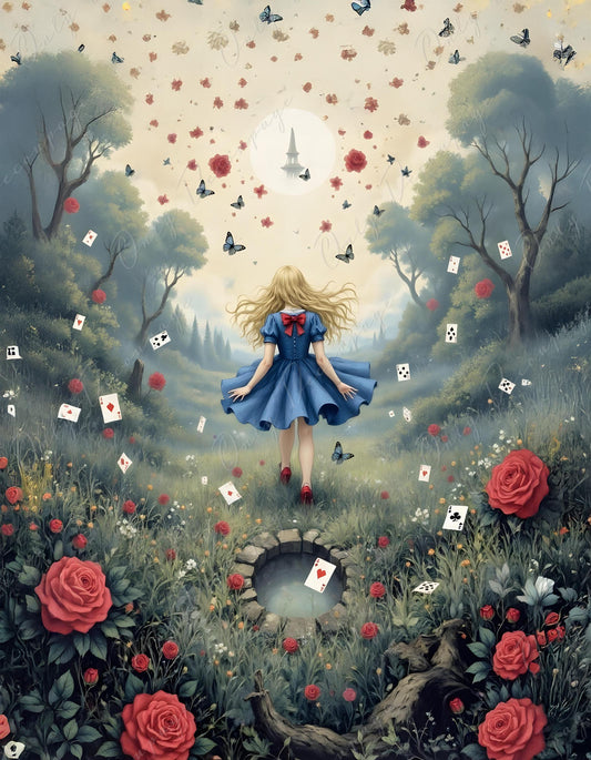 Wonderland Alice - Decoupage Paper - 6 Size Options - Rabbit Hole