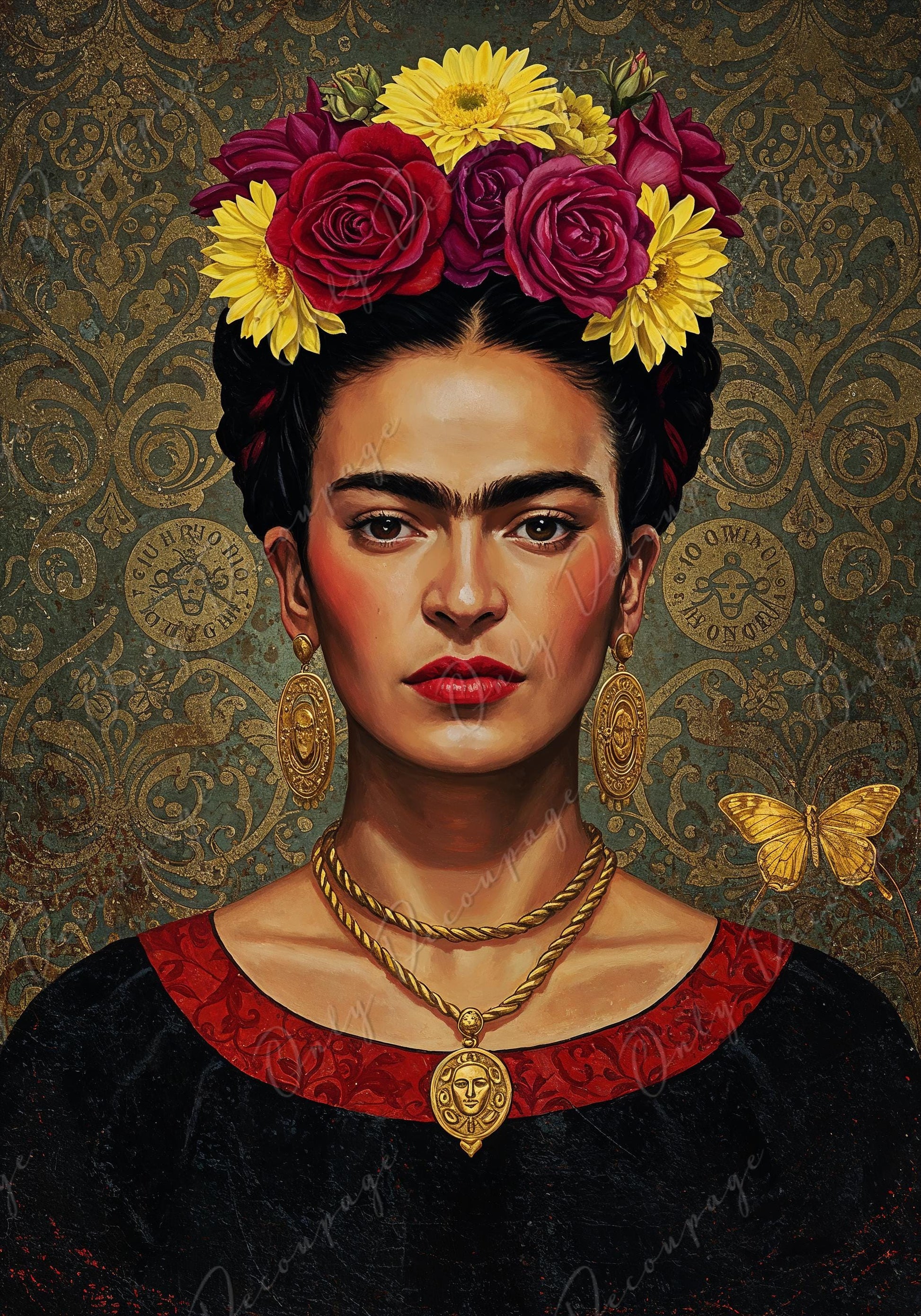Frida Series - Decoupage Paper - 7 Size Options - Rice Paper Decoupage