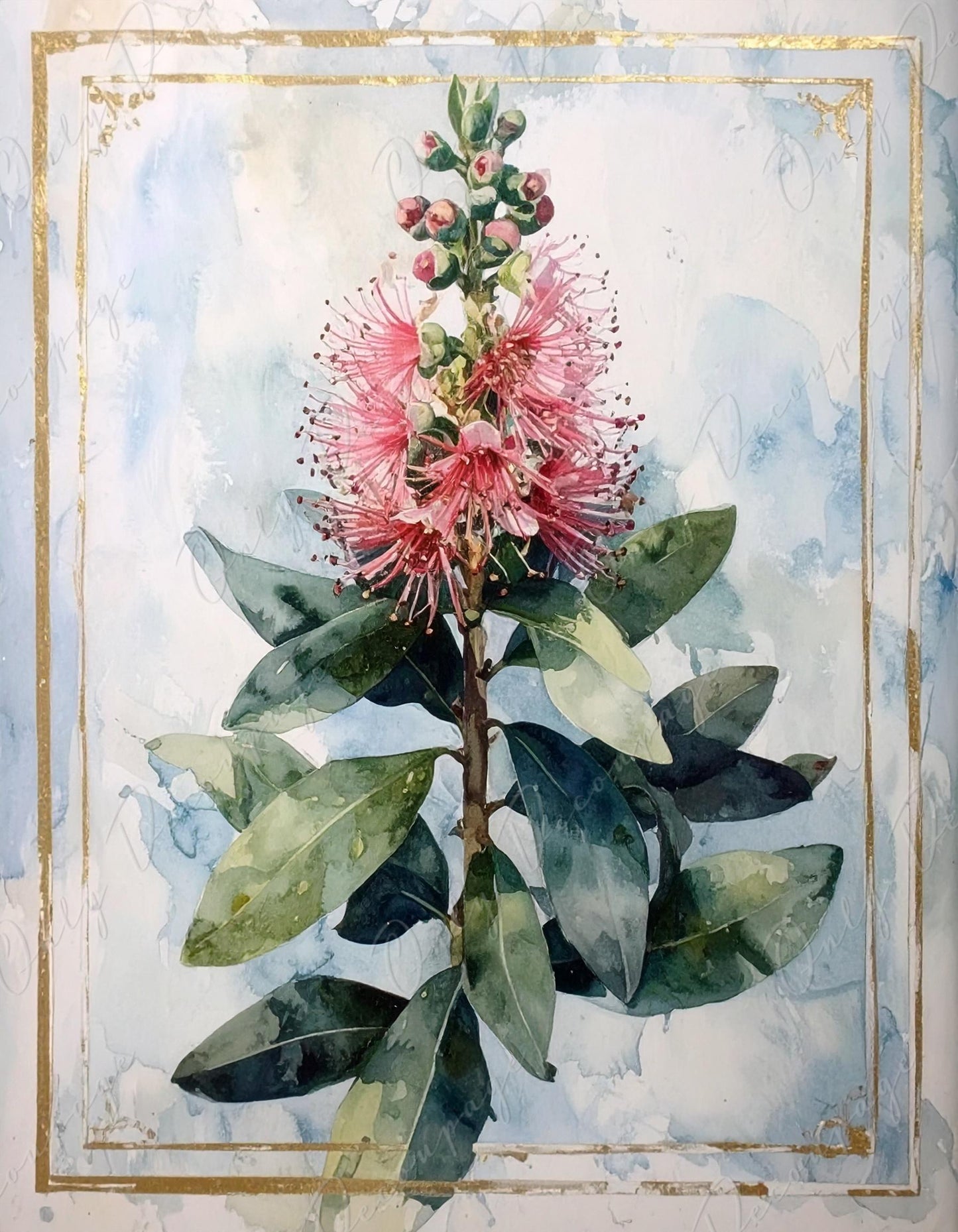 Watercolor Botanical Art - 7 Size Options - Large Decoupage Paper for Furniture - Antique Floral Illustration